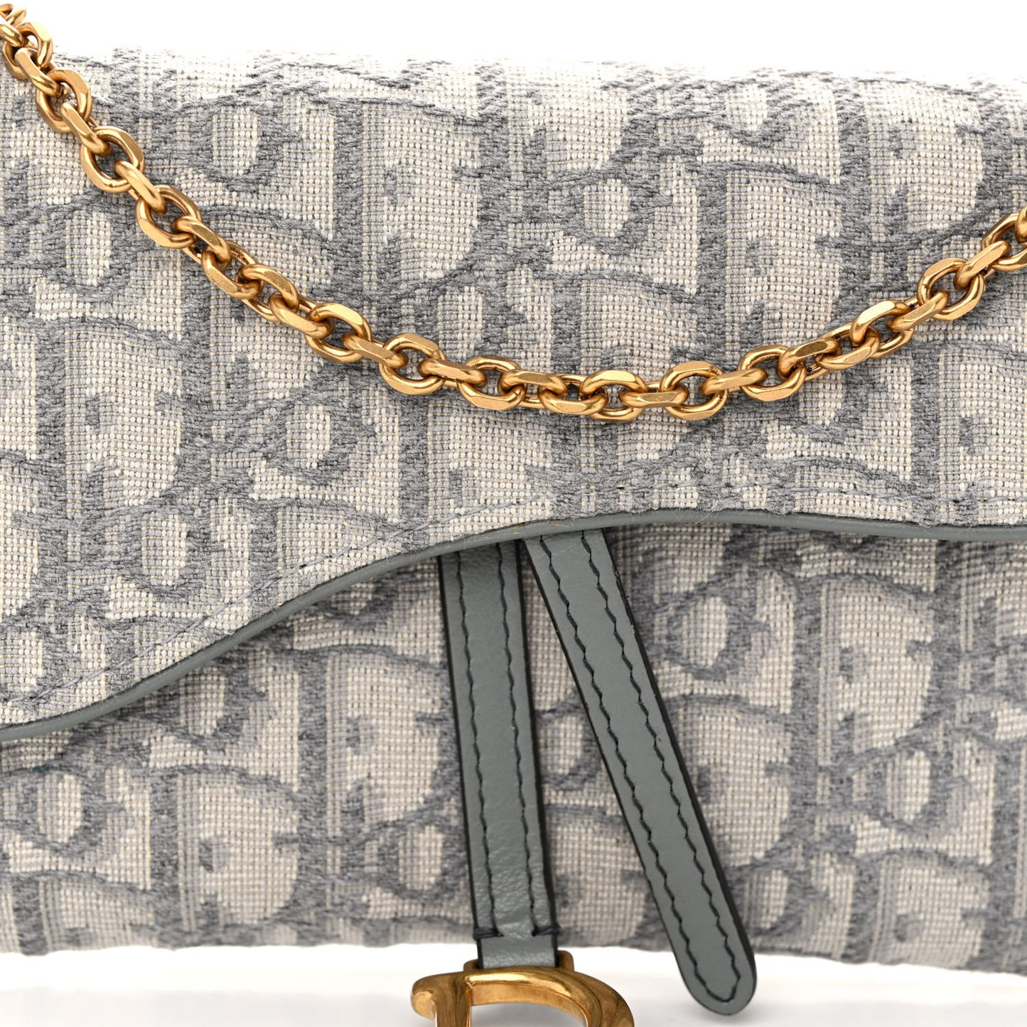 Oblique Saddle Chain Long Wallet Grey