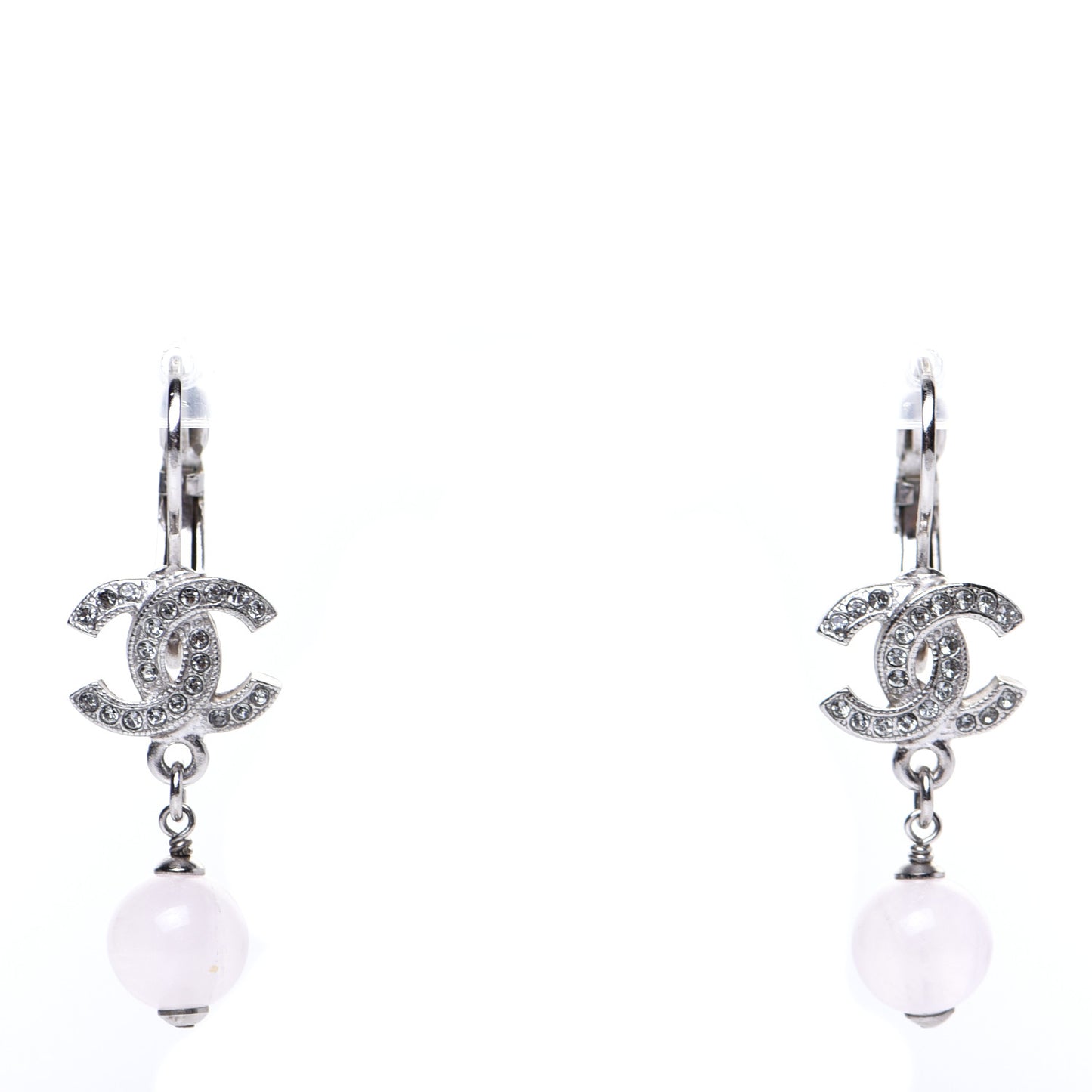 Resin Crystal CC Drop Earrings Silver