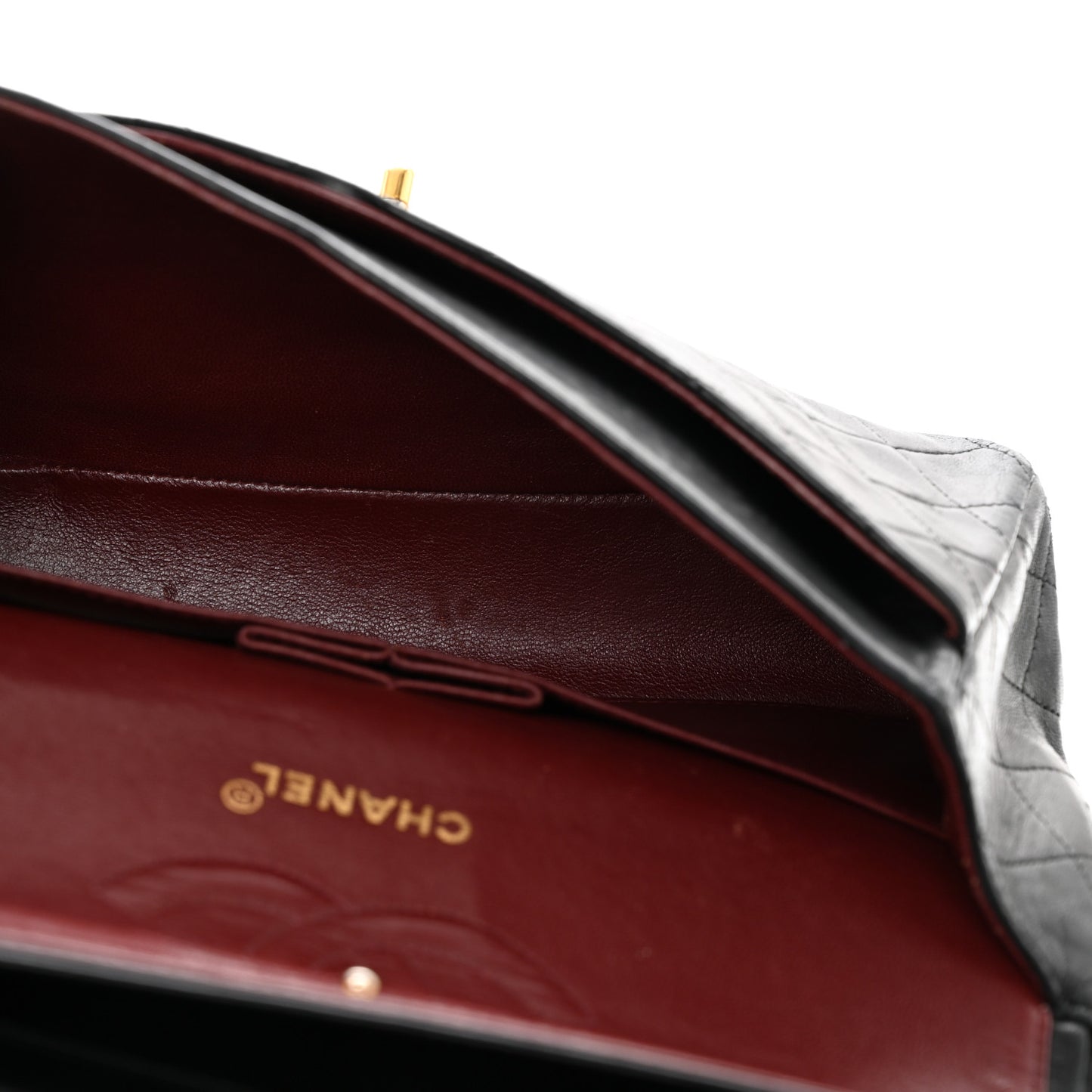 Lambskin Quilted Medium Double Flap Black
