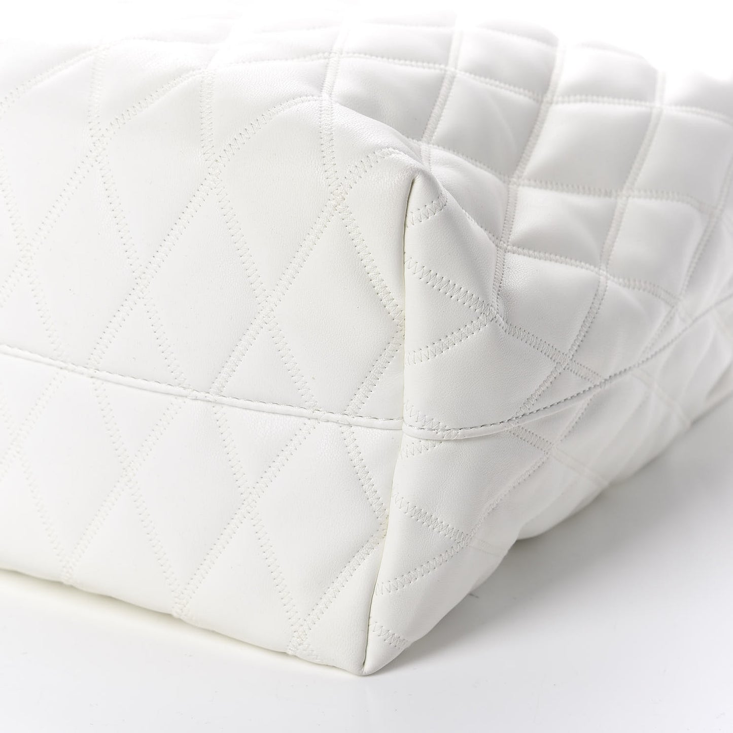 Rubber Effect Canvas Quilted Duo Shopper Tote White