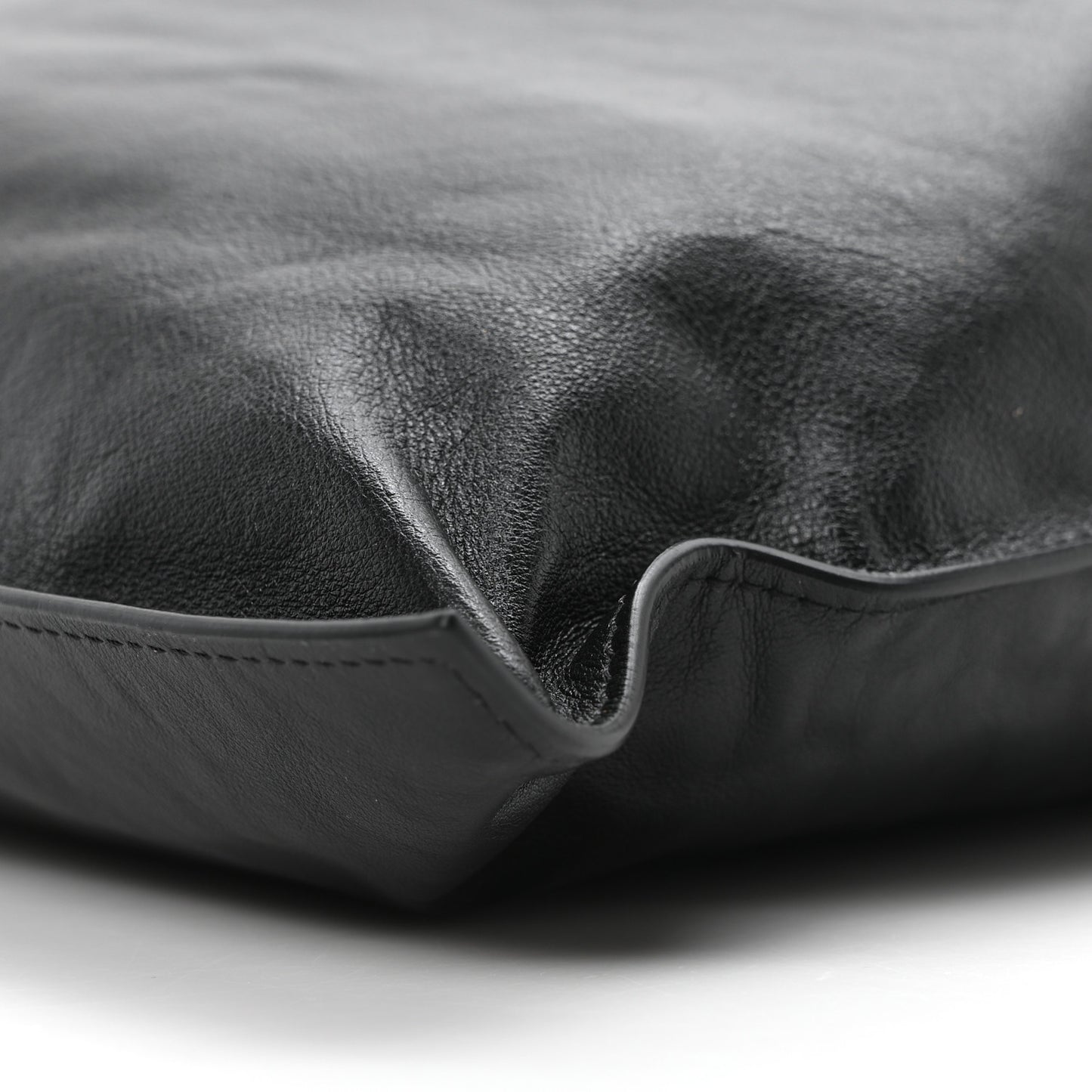 Calfskin Flat Drawstring Tote Black