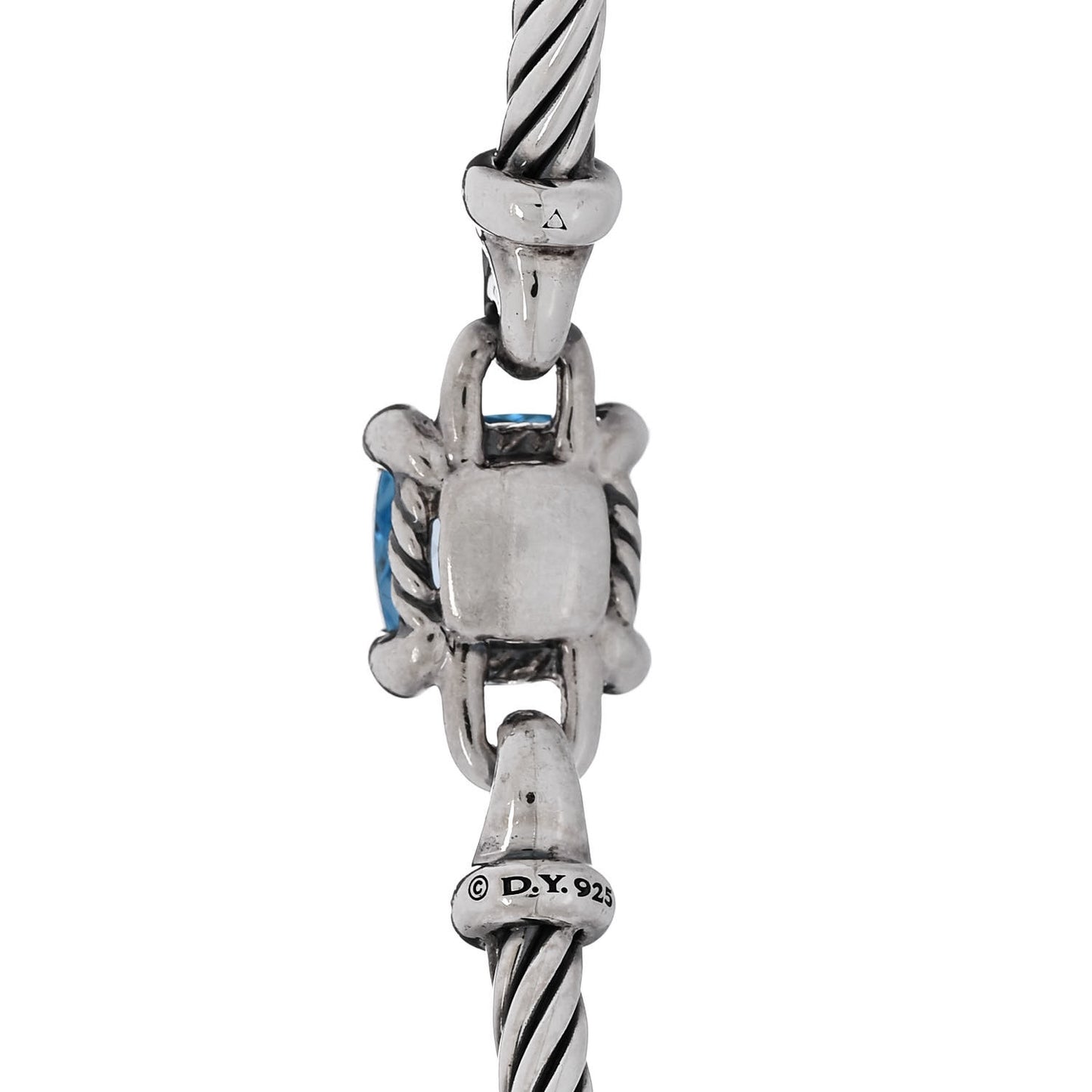 Sterling Silver Diamond Blue Topaz 3mm Chatelaine Bracelet