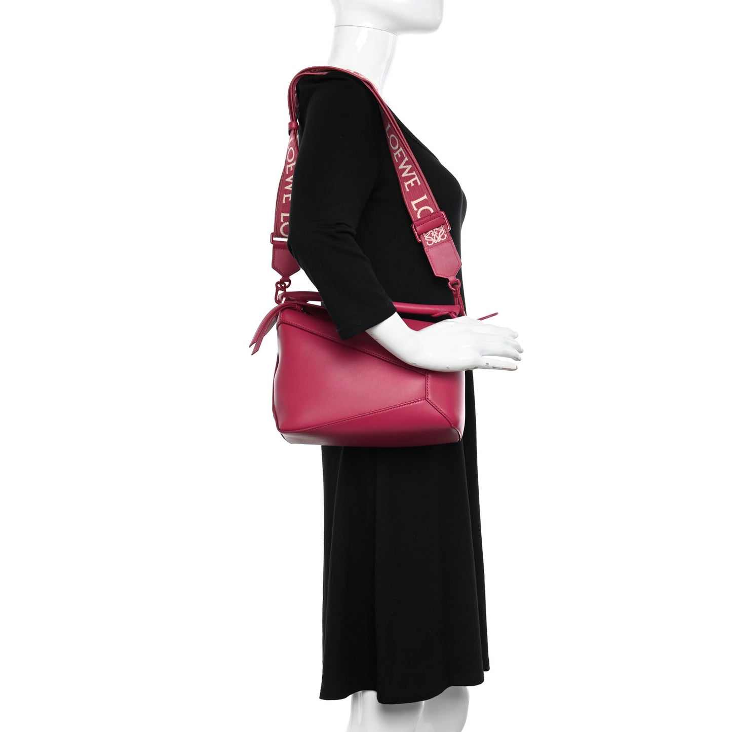 Satin Calfskin Monochrome Small Puzzle Edge Bag Ruby Red Glaze