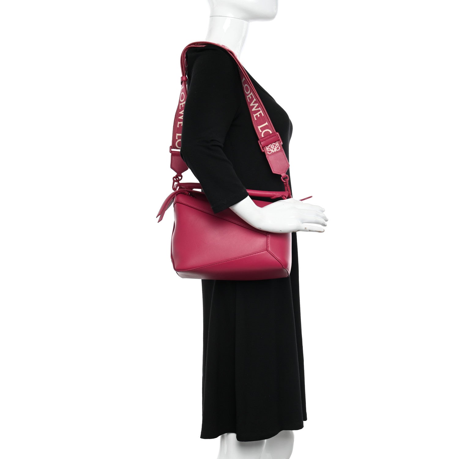 Loewe Satin Calfskin Monochrome Small Puzzle Edge Bag Ruby Red Glaze 2 of 9