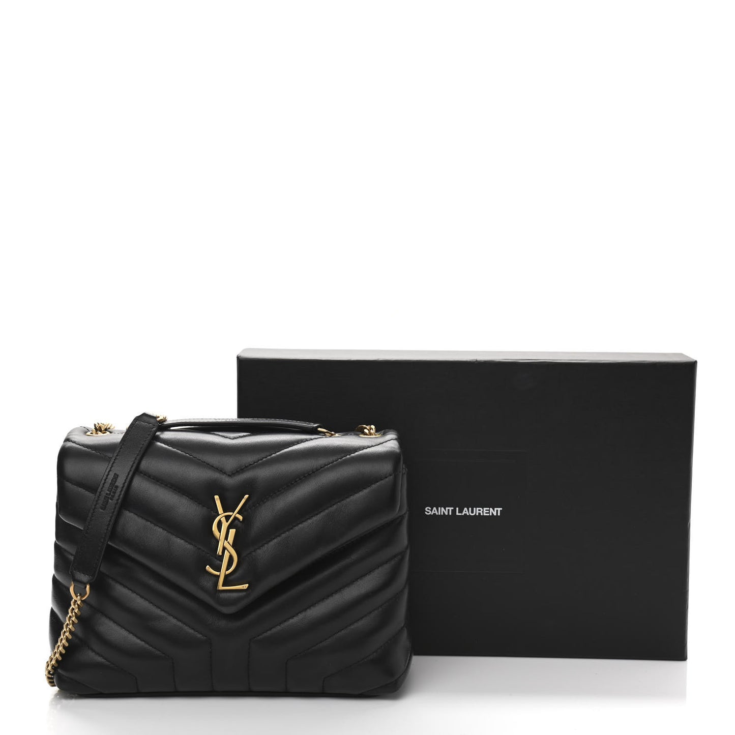 Calfskin Y Quilted Monogram Small Loulou Chain Satchel Black