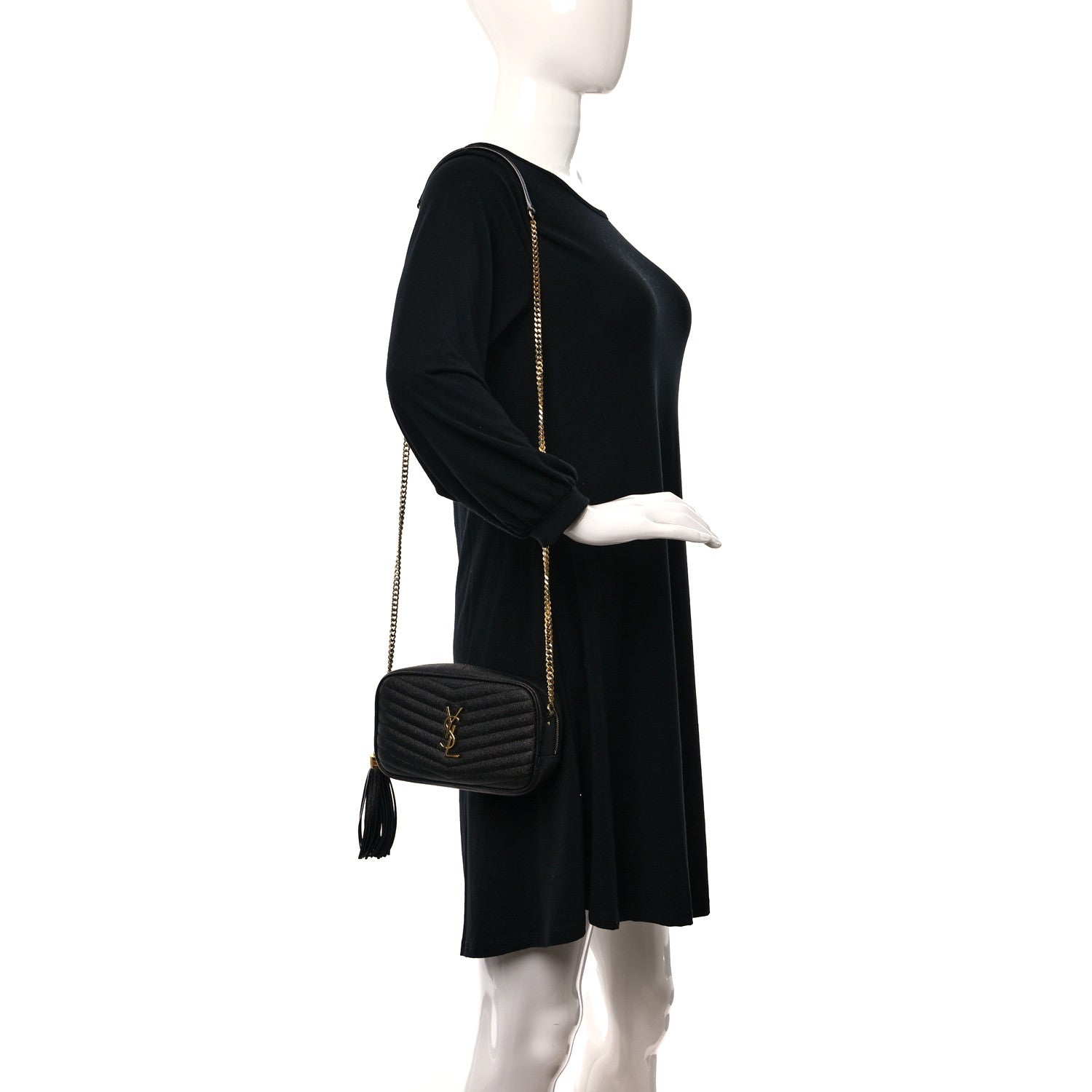 Saint Laurent Grain De Poudre Matelasse Monogram Mini Lou Camera Bag Black 2 of 9