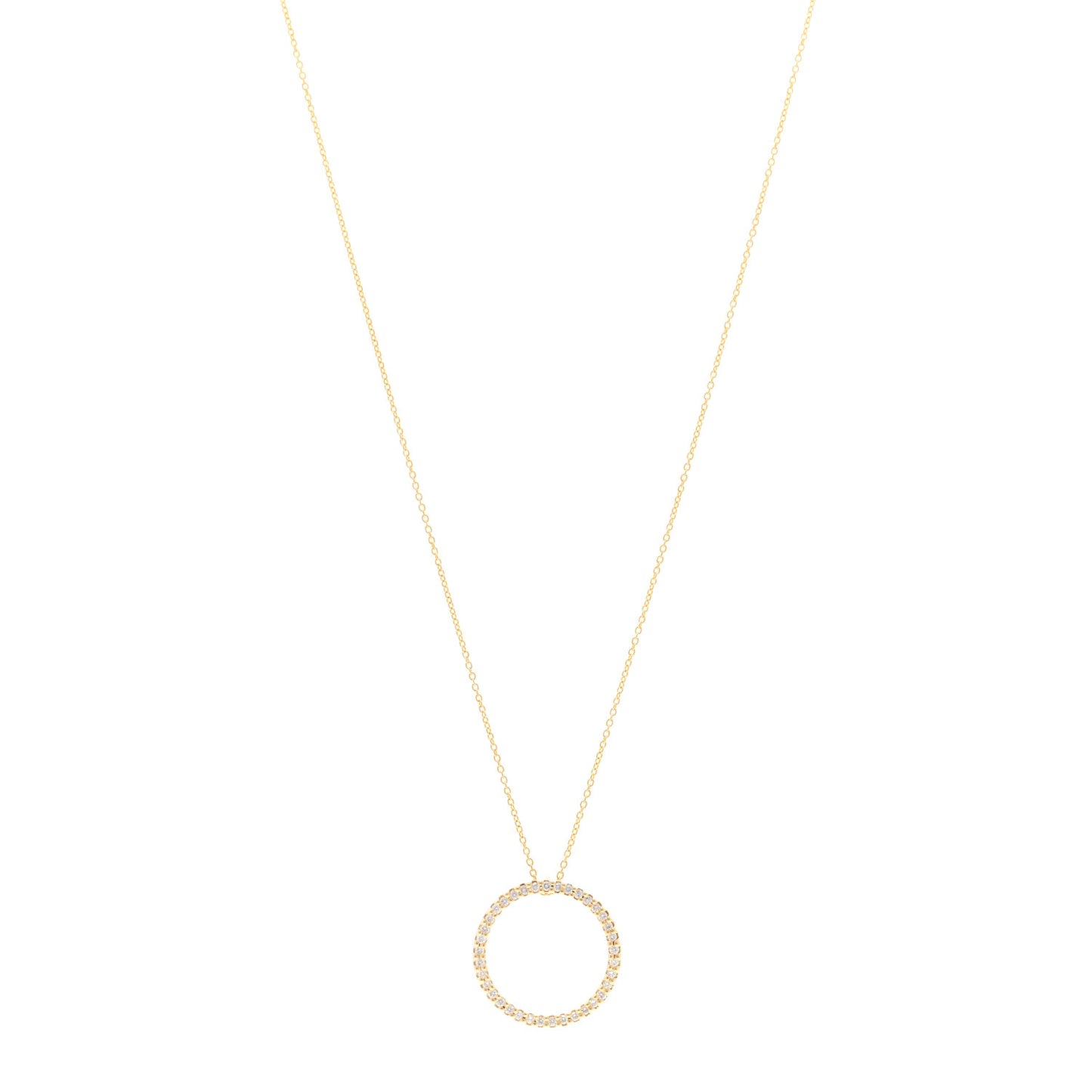 18K Yellow Gold Diamond Medium Tiny Treasures Circle Pendant Necklace