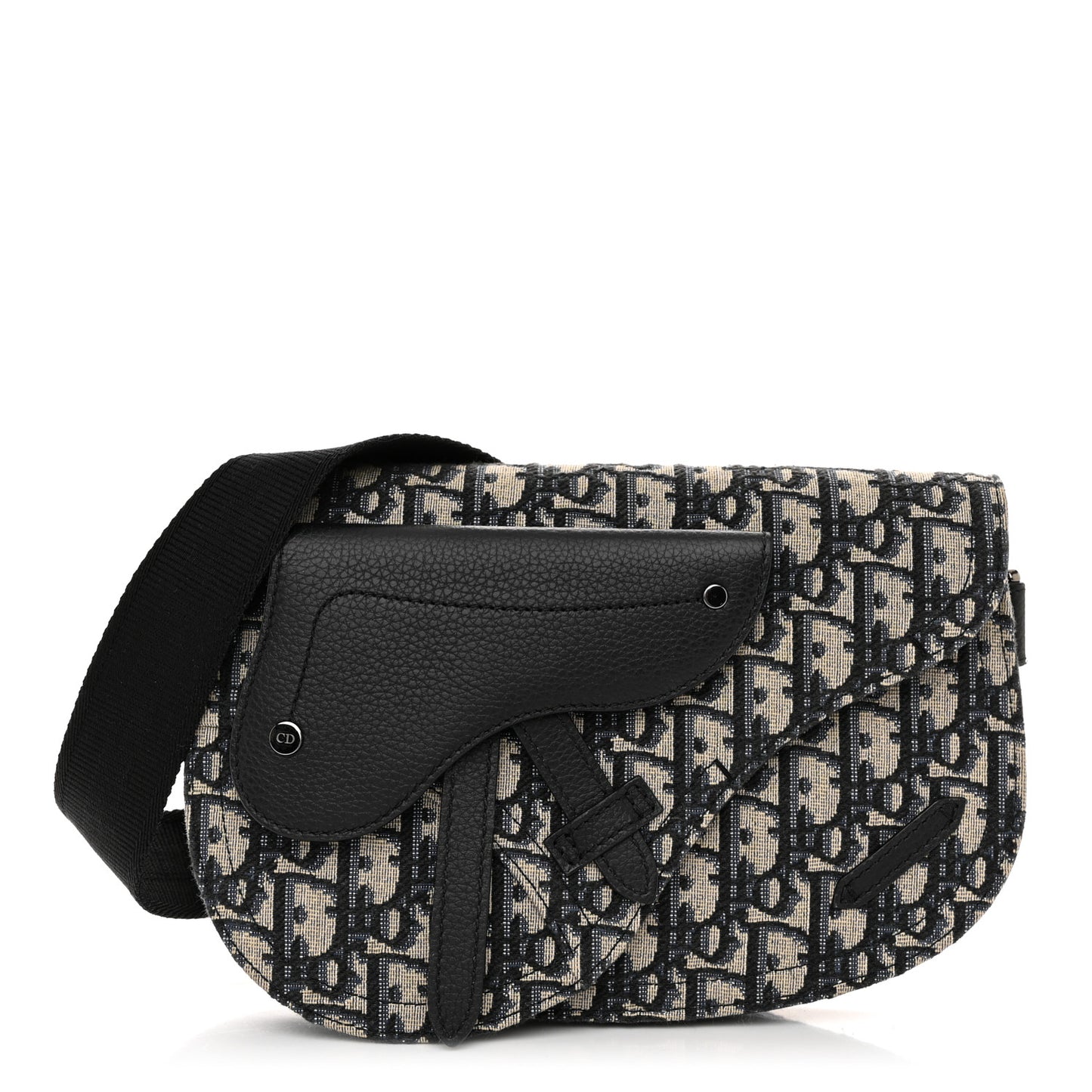 Oblique Saddle Messenger Pouch Beige Black