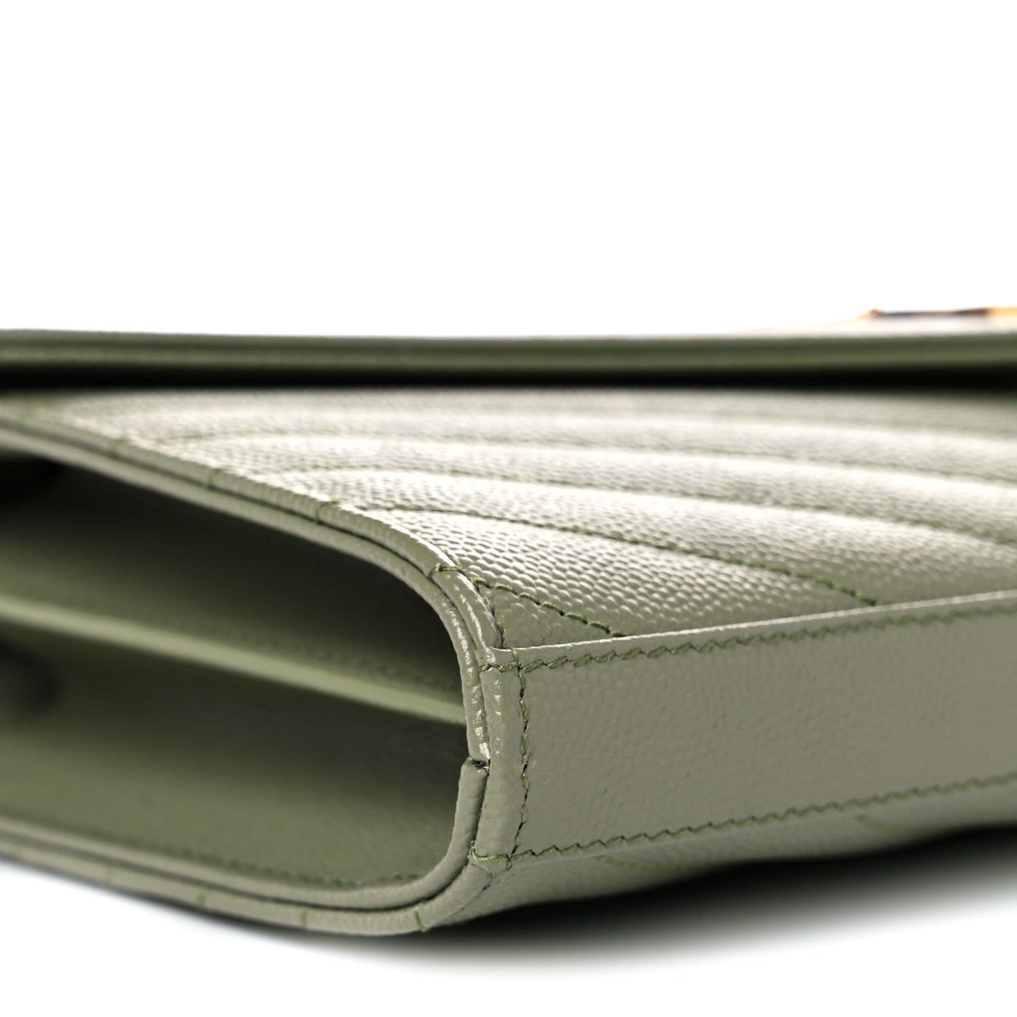 Grain De Poudre Matelasse Chevron Monogram Chain Wallet Pistachio