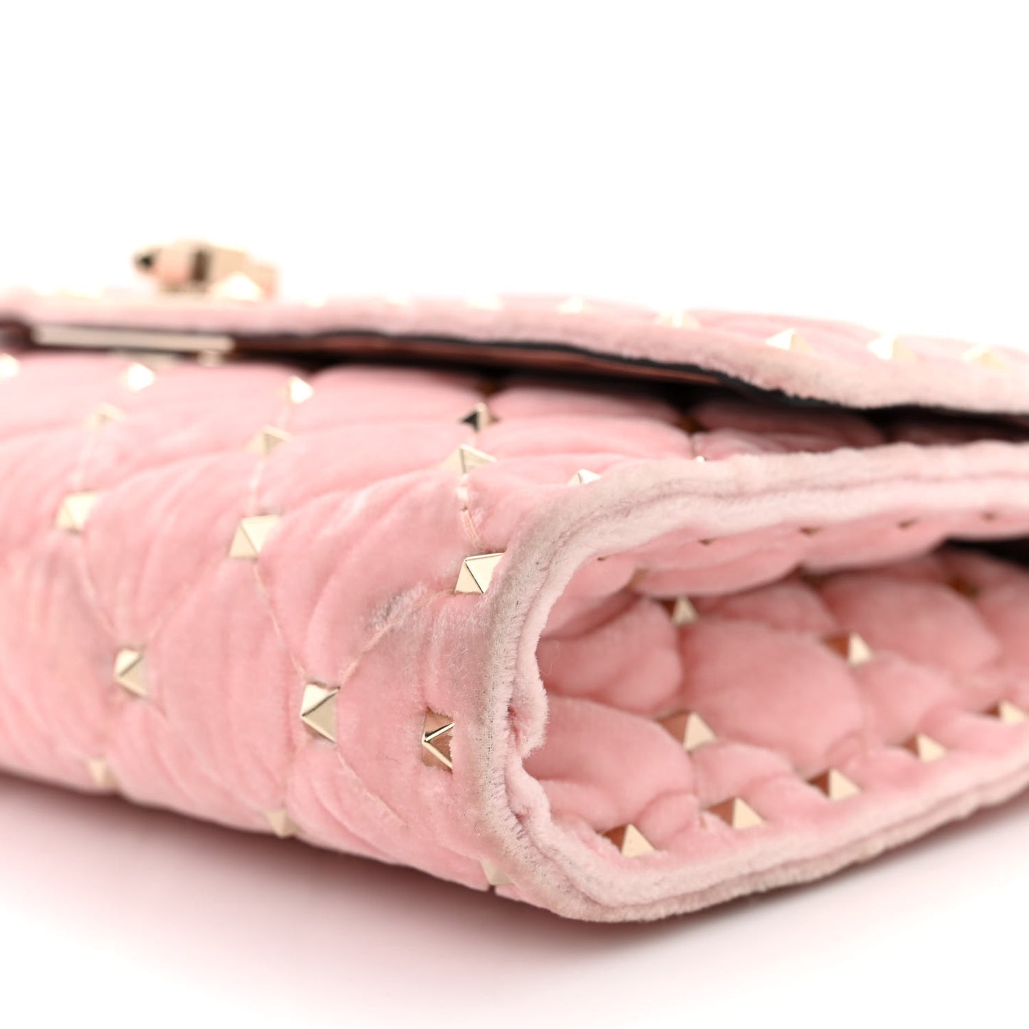 Velvet Rockstud Spike Wallet on Chain Water Rose