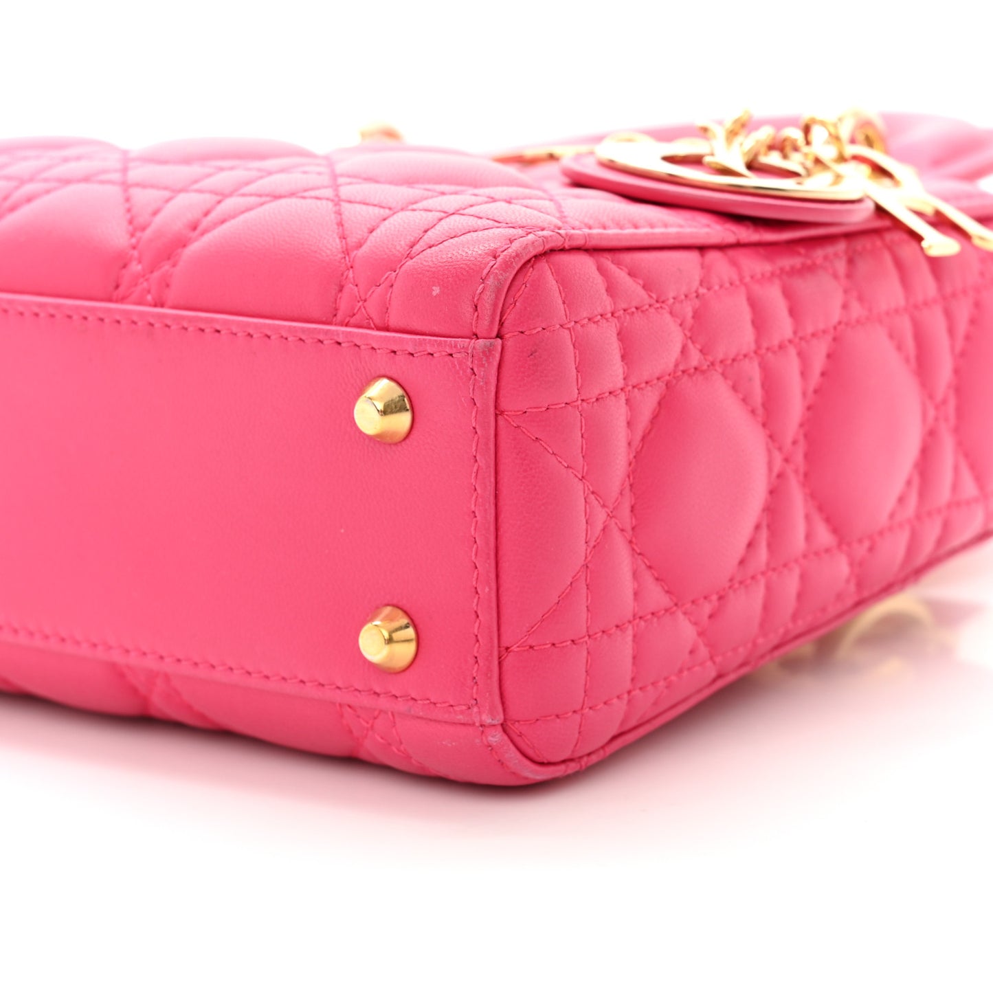 Lambskin Cannage Mini Lady Dior Hot Pink