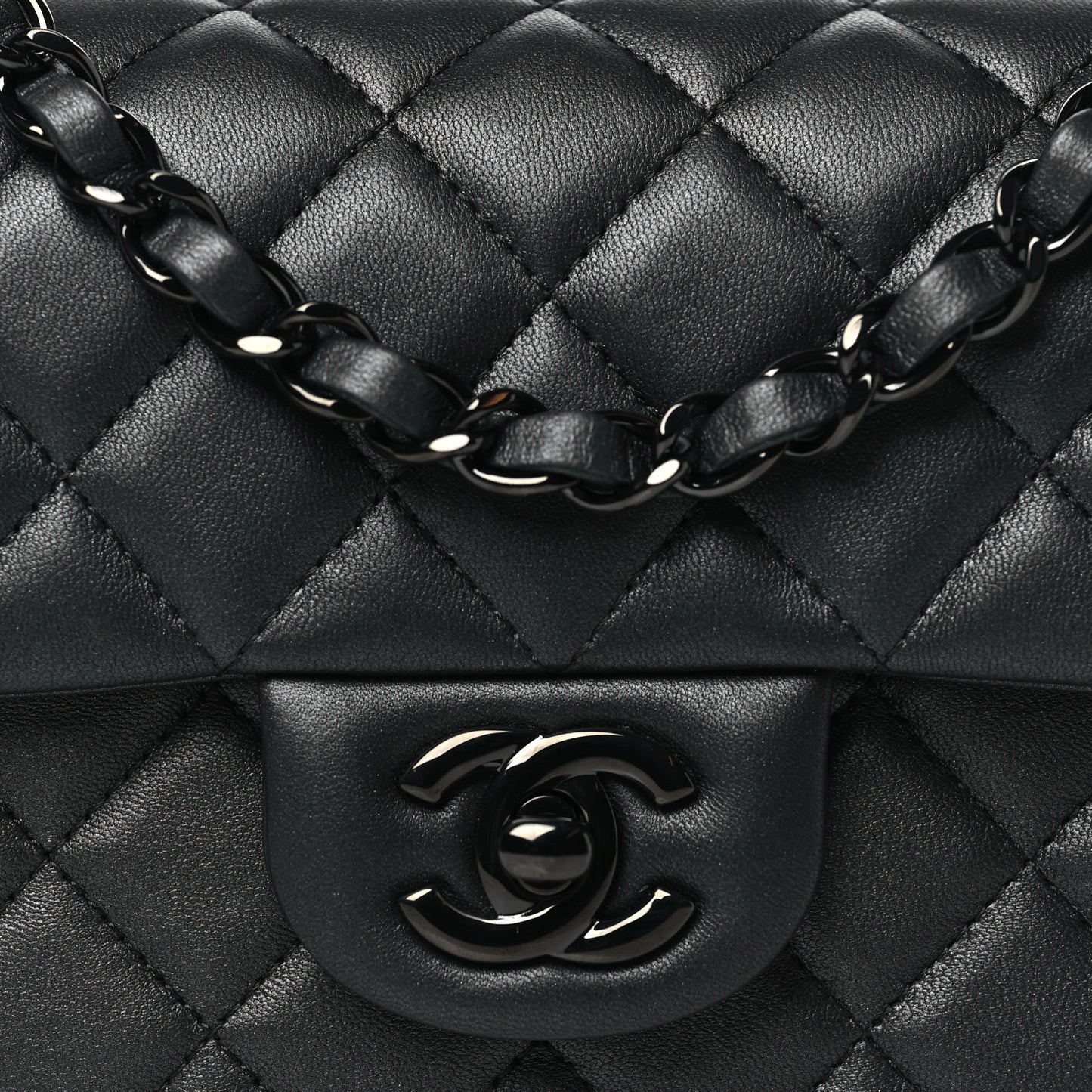 Lambskin Quilted Mini Rectangular Flap So Black