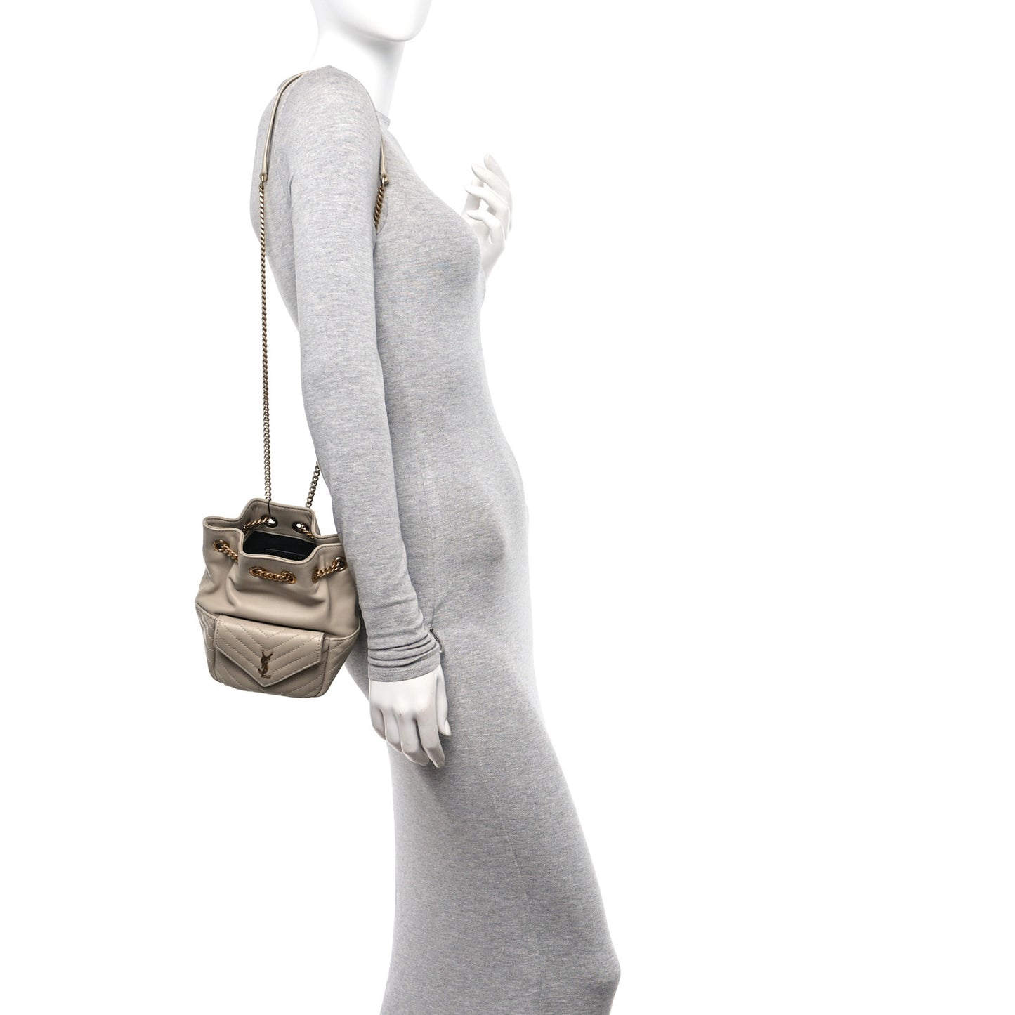 Lambskin Matelasse Monogram Joe Nano Bucket Bag Beige