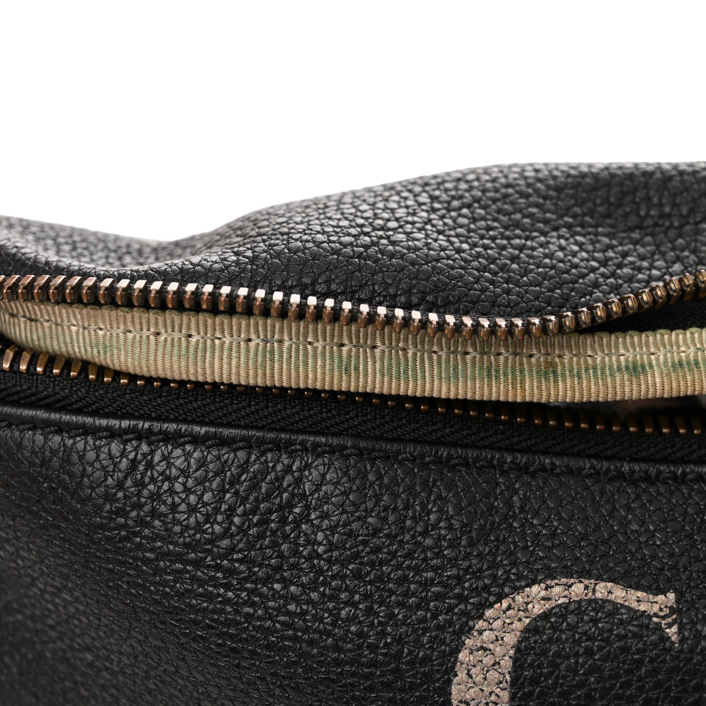 Grained Calfskin Coco Capitan Logo Belt Bag Black