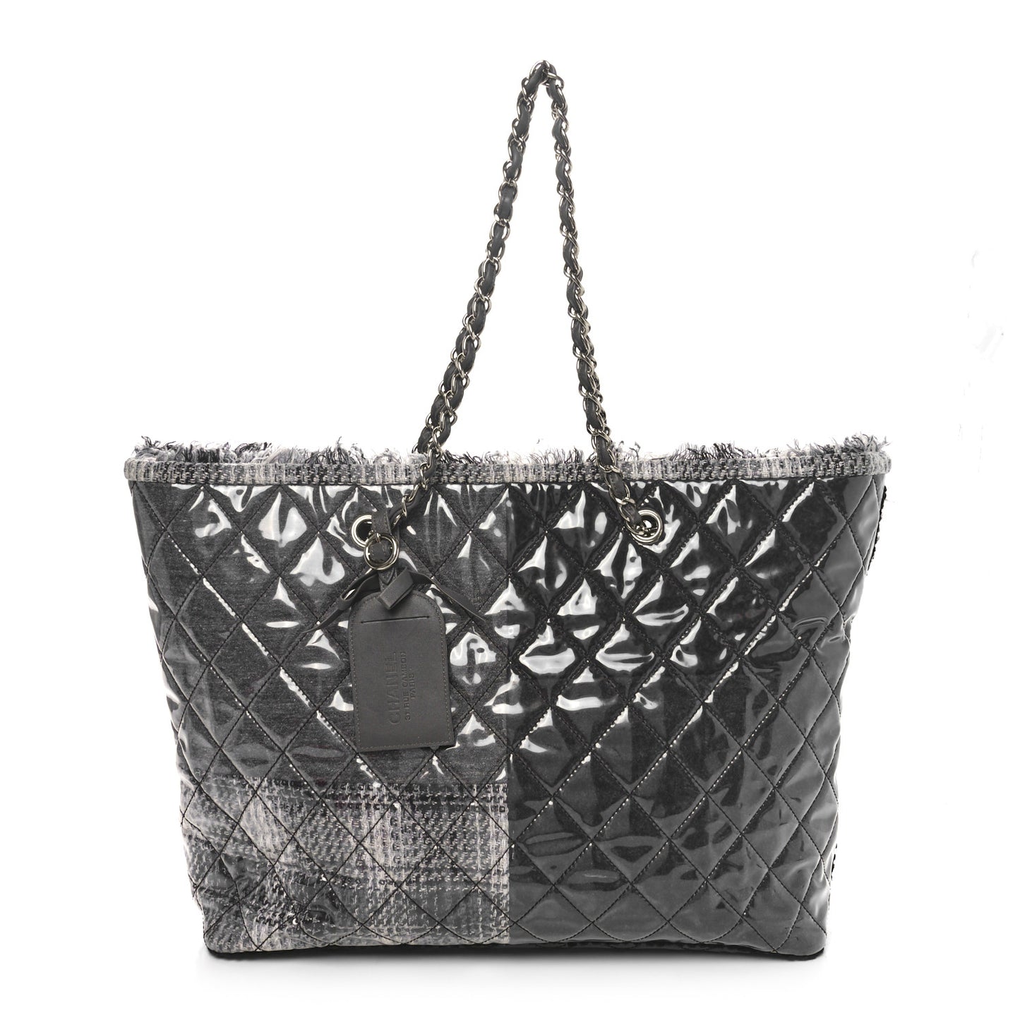 Vinyl Funny Tweed Patchwork Tote Grey