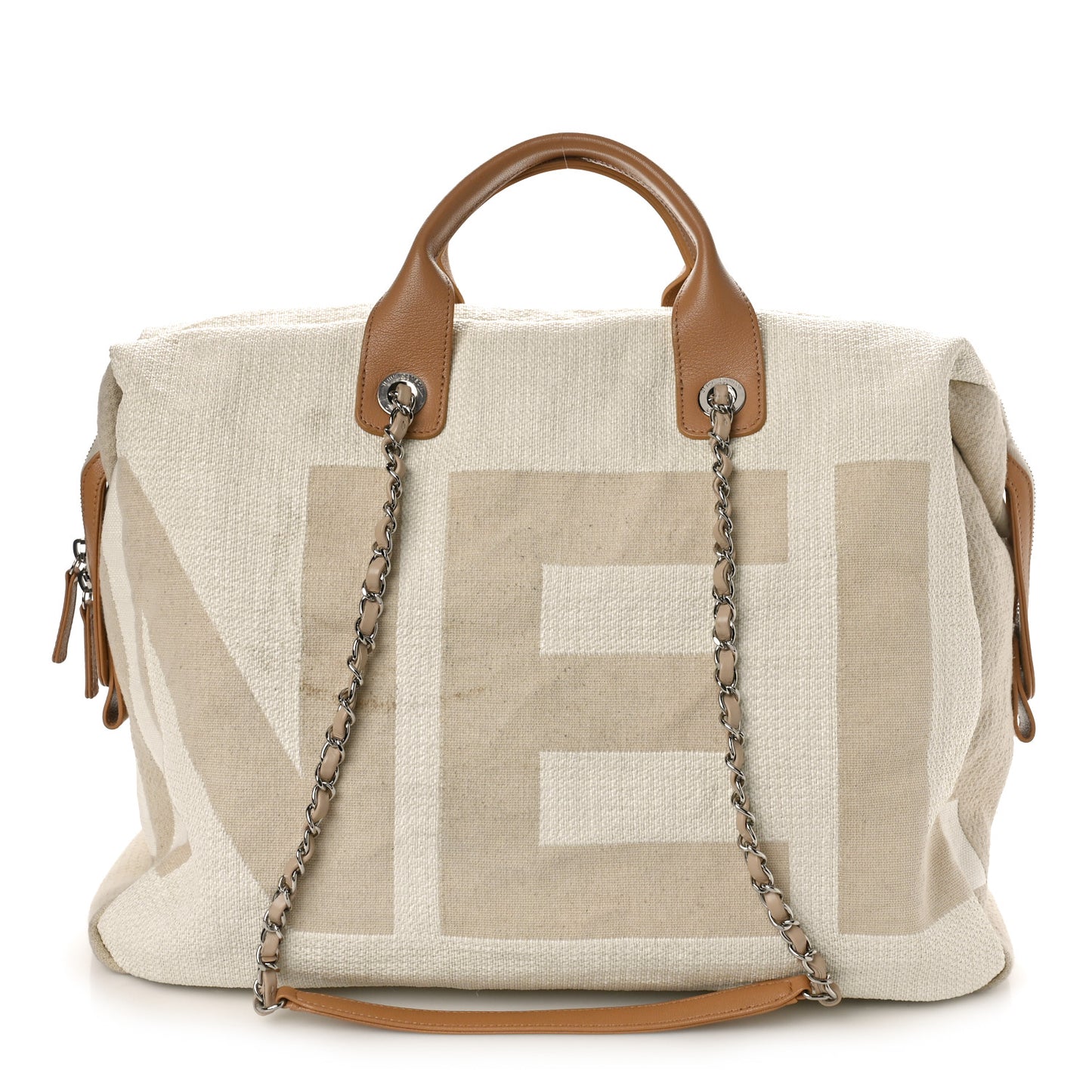 Canvas Maxi Bowling Bag White Beige