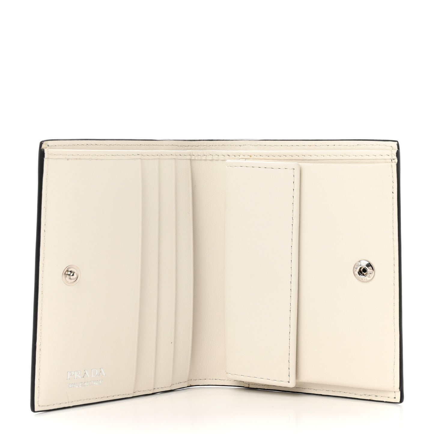City Calfskin Bi-Fold Wallet White Black