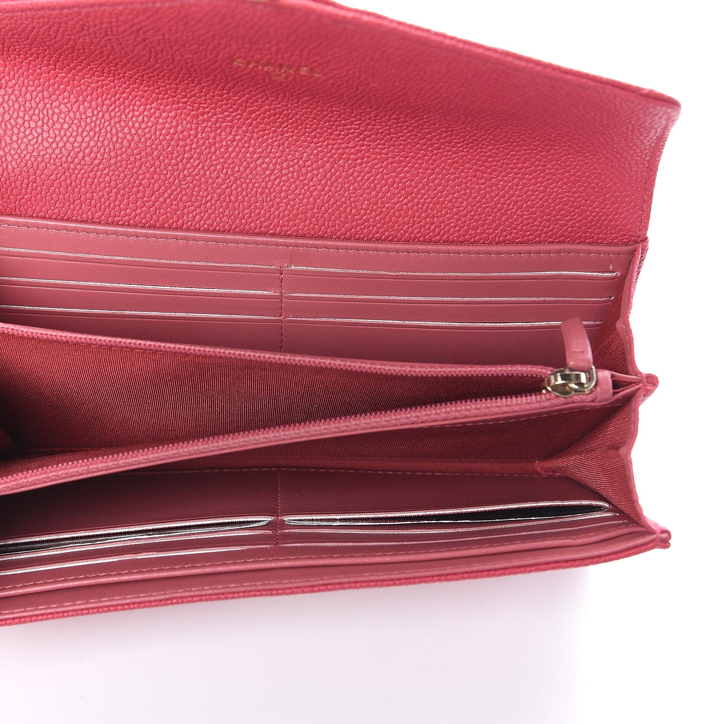 Caviar Quilted CC Box Gusset Flap Wallet Pink