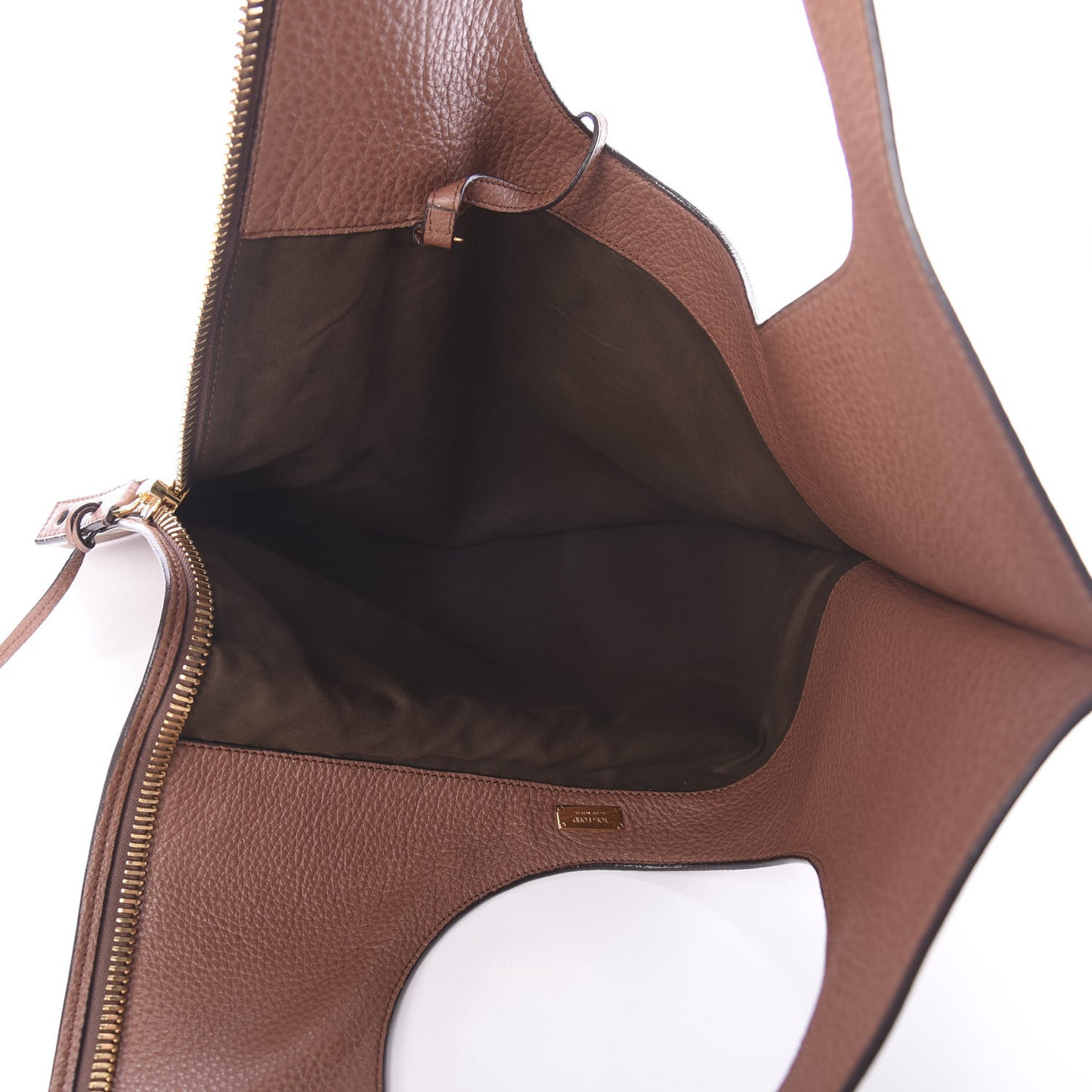 Calfskin Large Alix Padlock Zip Shoulder Bag Brown