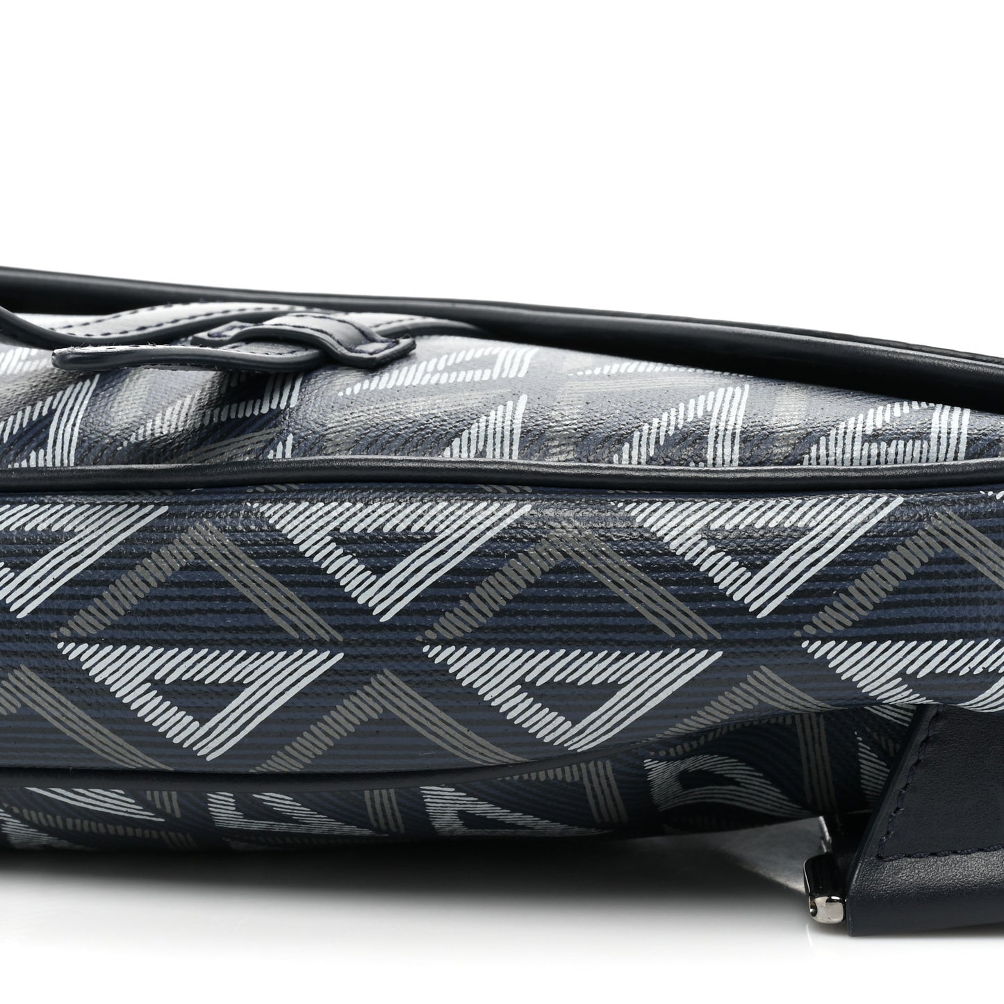 Coated Canvas Calfskin CD Diamond Mens Saddle Bag Navy