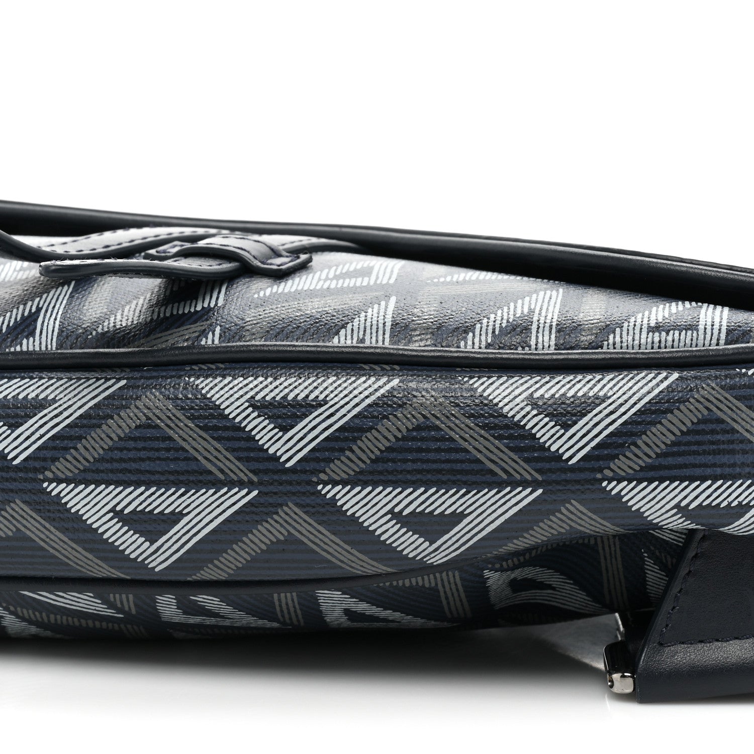 Christian Dior Coated Canvas Calfskin CD Diamond Mens Saddle Bag Navy 7 of 11
