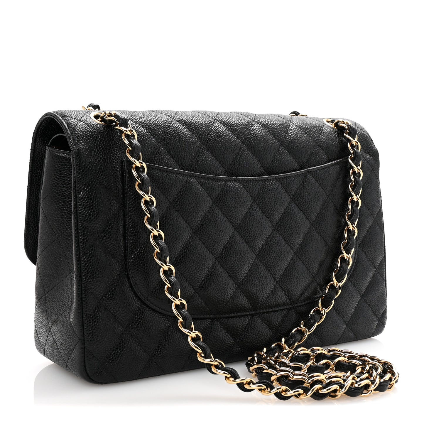 Caviar Quilted Jumbo Double Flap Black