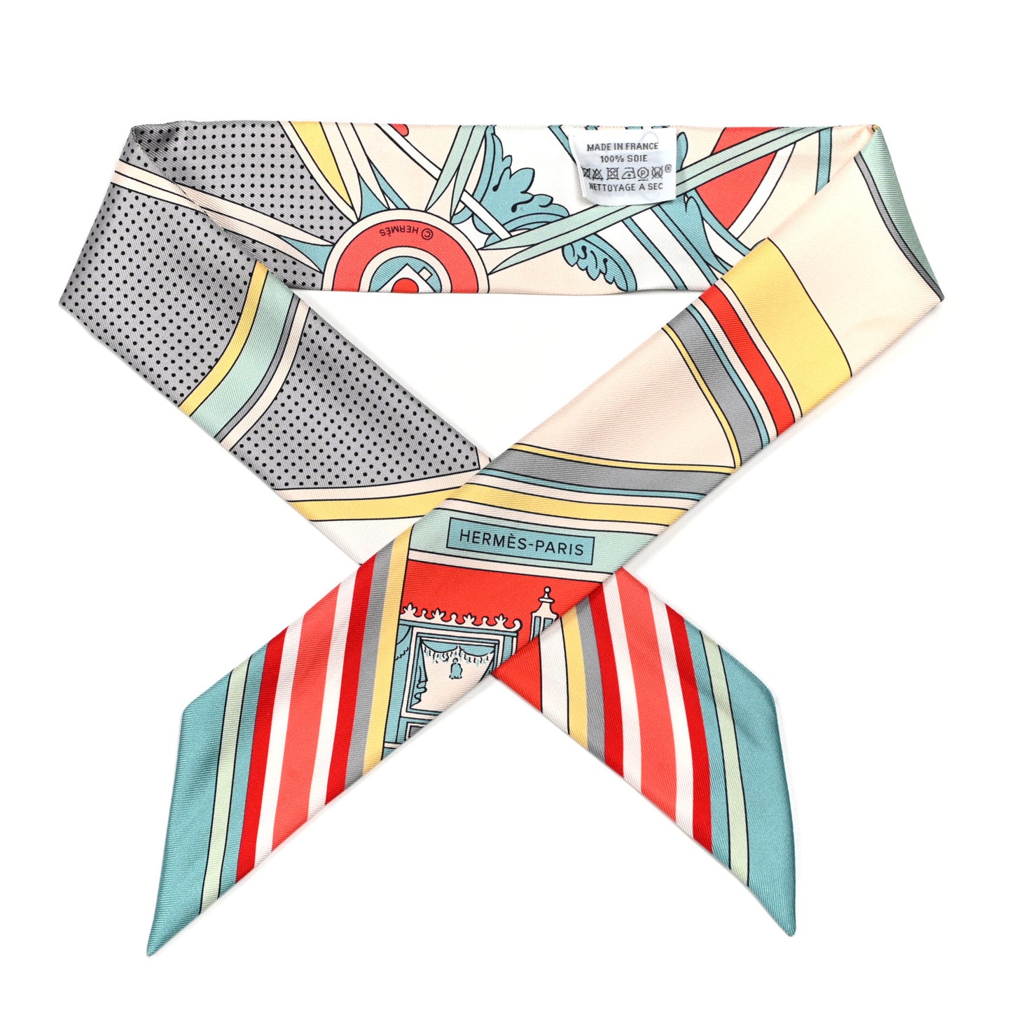 Silk Washington's Carriage Detail Twilly Creme Aqua Jaune
