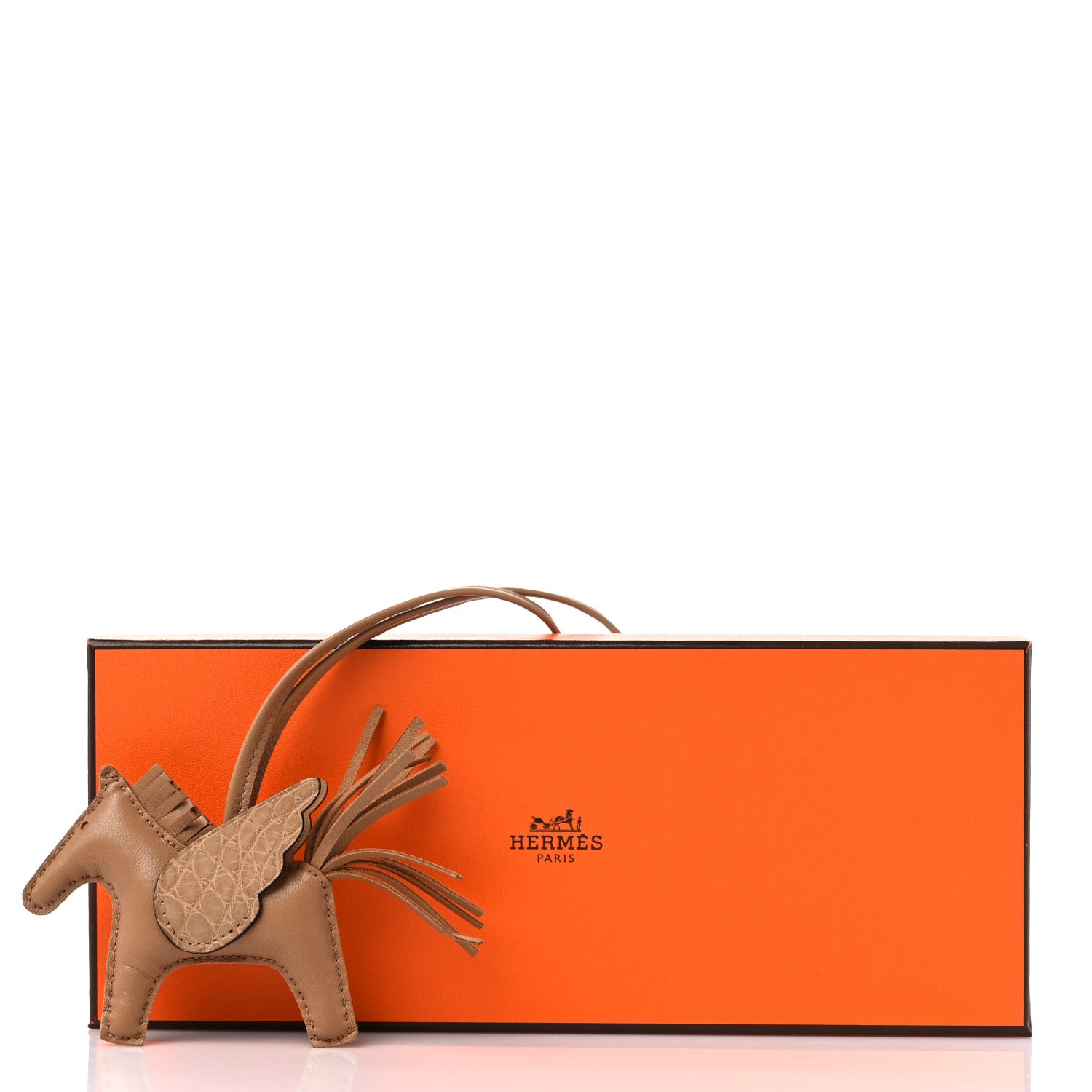 Hermes Milo Lambskin Matte Alligator Touch Grigri Rodeo Pegase Horse Bag Charm PM Chai 6 of 6