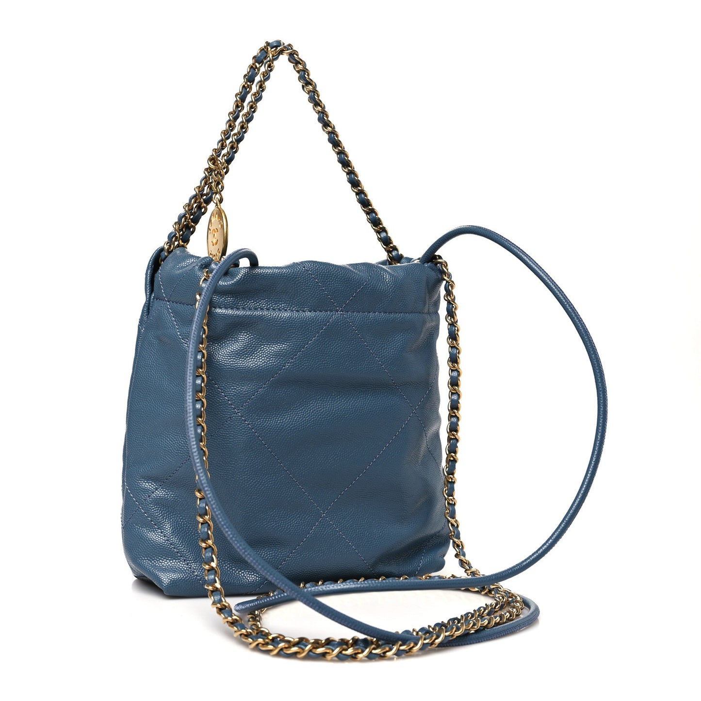 Shiny Caviar Quilted Monochrome Mini Chanel 22 Blue