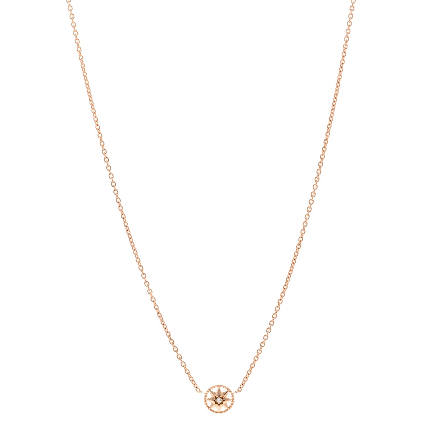 Christian Dior 18K Rose Gold Diamond XS Rose Des Vents Necklace