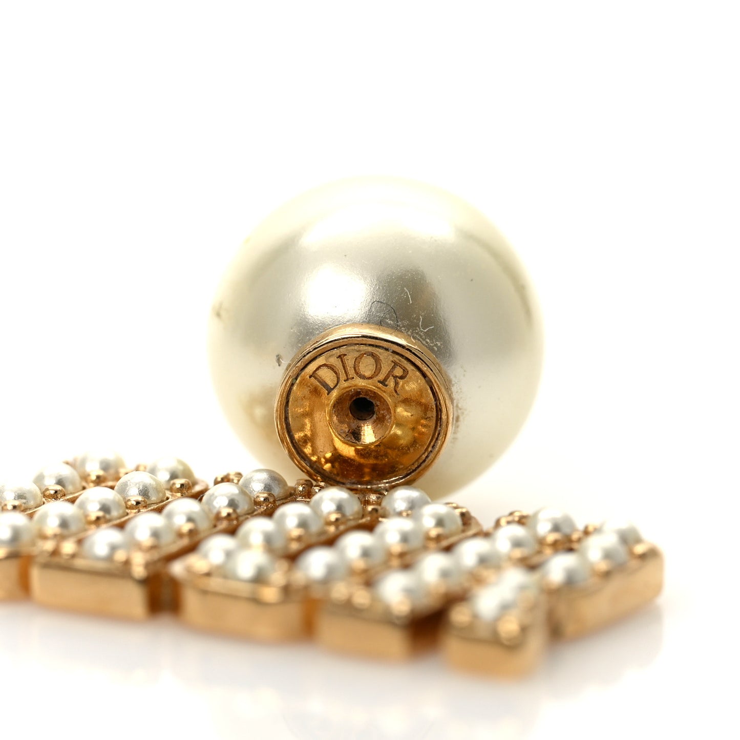 Metal Pearl Tribal Drop Earrings Gold
