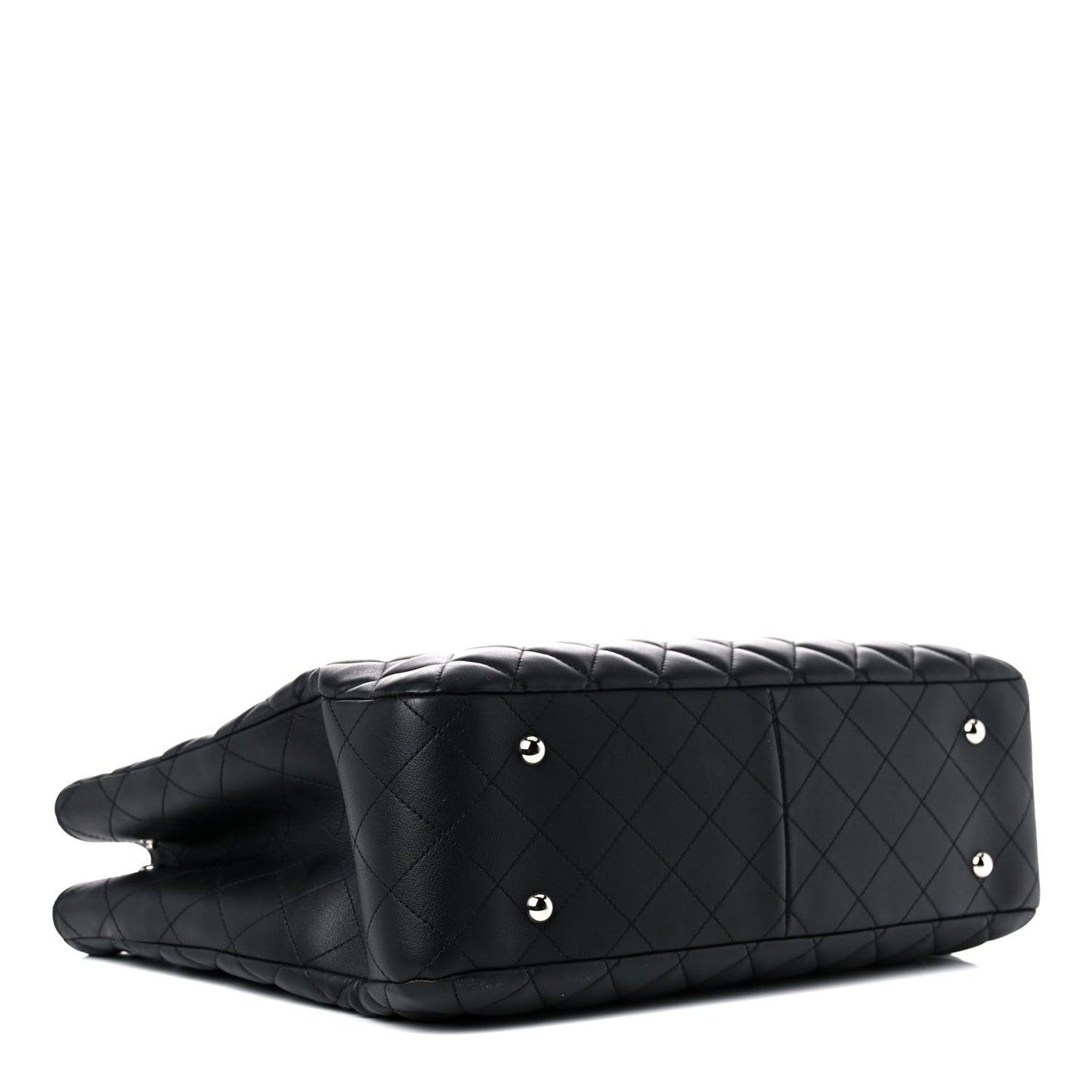 Calfskin Quilted Large Classic Shopping Tote Black