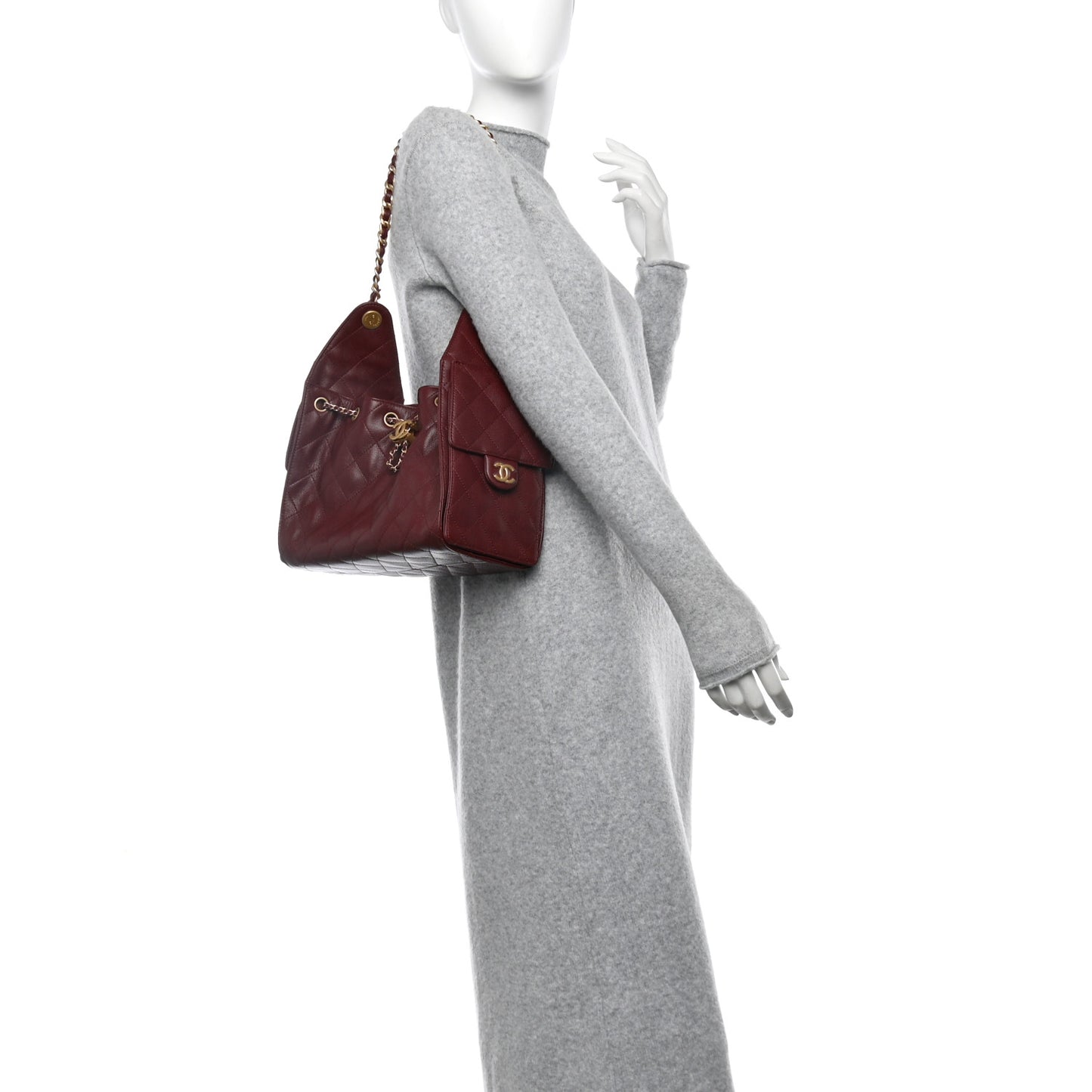 Caviar Quilted Small Chanel 25 Handbag Burgundy