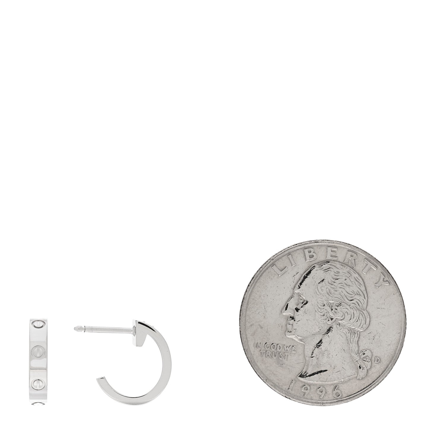 18K White Gold Small LOVE Hoop Earrings