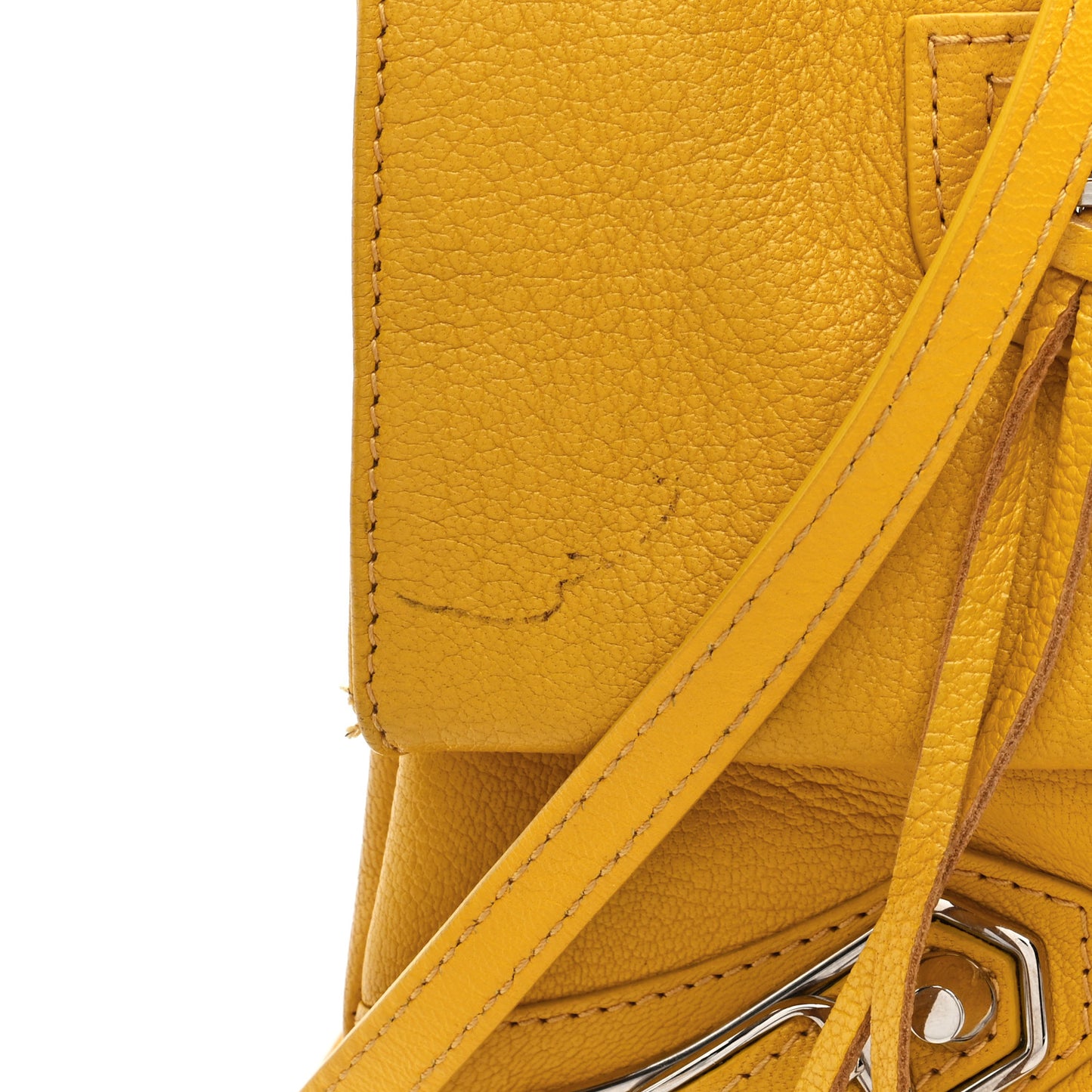 Chevre Silver Metallic Edge Hardware Envelope Clutch Jaune Epi