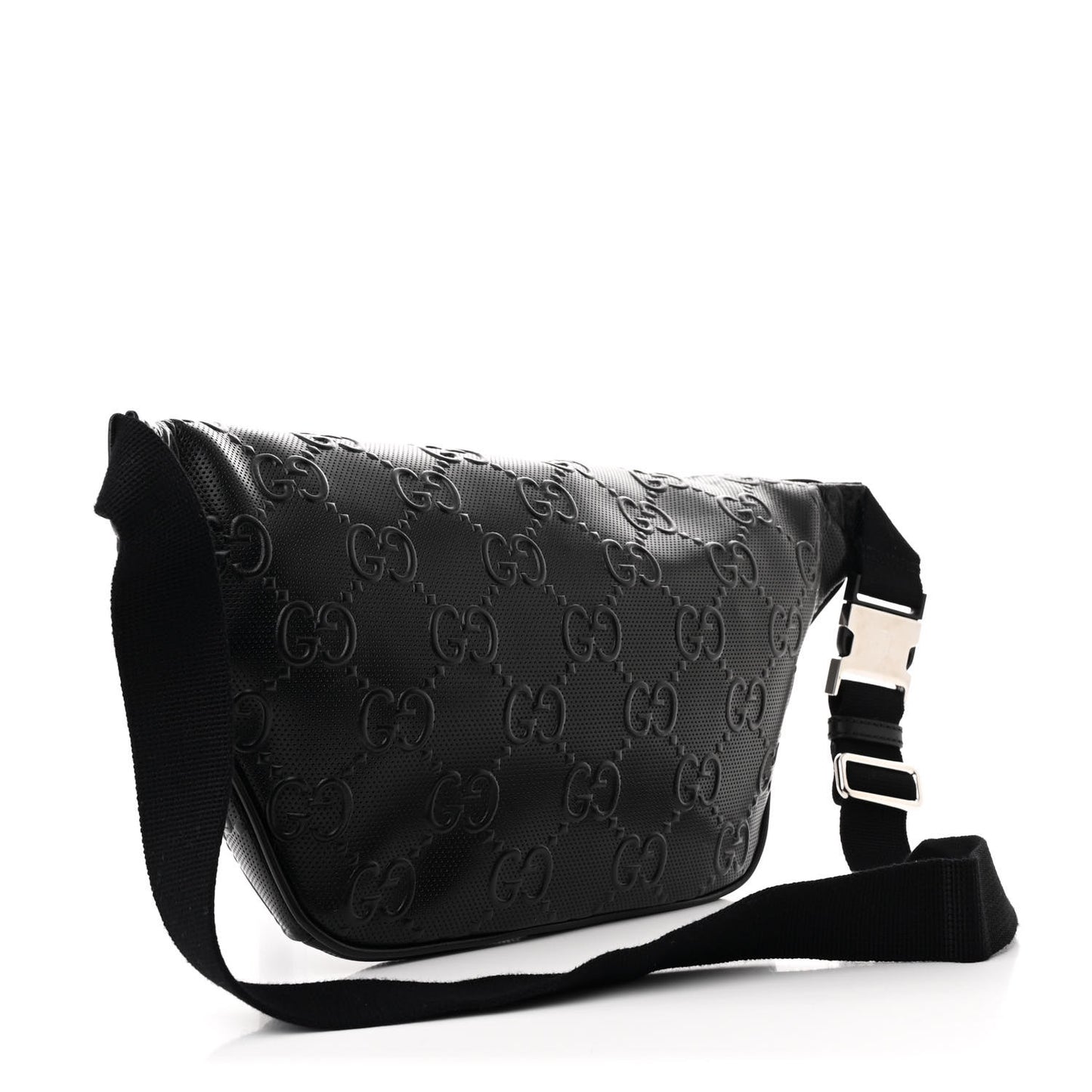 Calfskin GG Tennis Embossed Pocket Belt Bag Black
