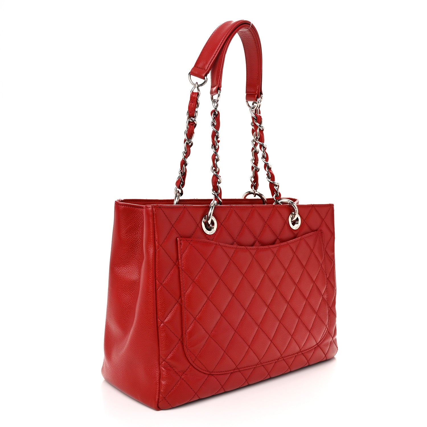 Chanel Caviar Quilted Grand Shopping Tote GST Red 3 of 10