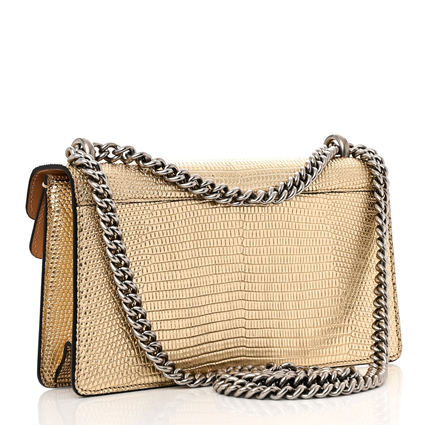 Metallic Lizard Crystal Small Dionysus Shoulder Bag Gold