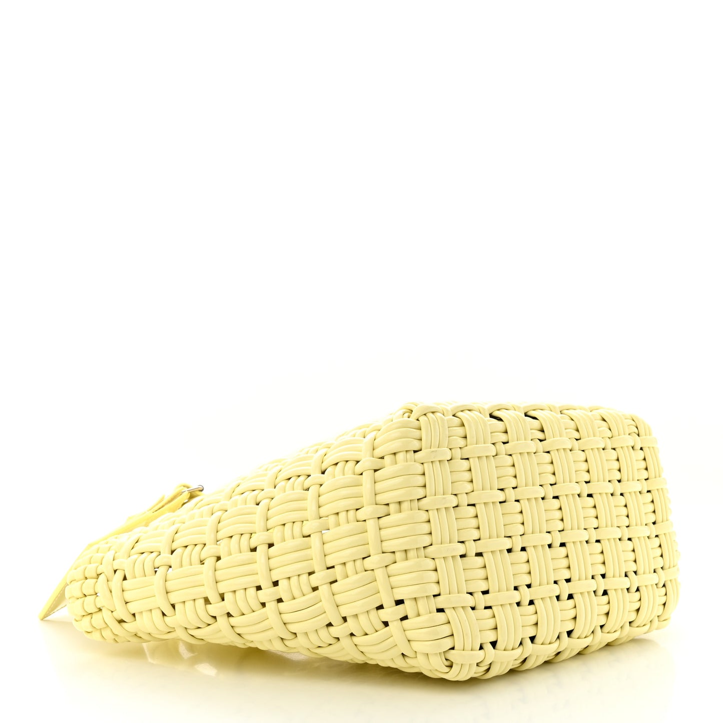Varnished Faux Calfskin Braided XS Bistro Basket Pale Yellow