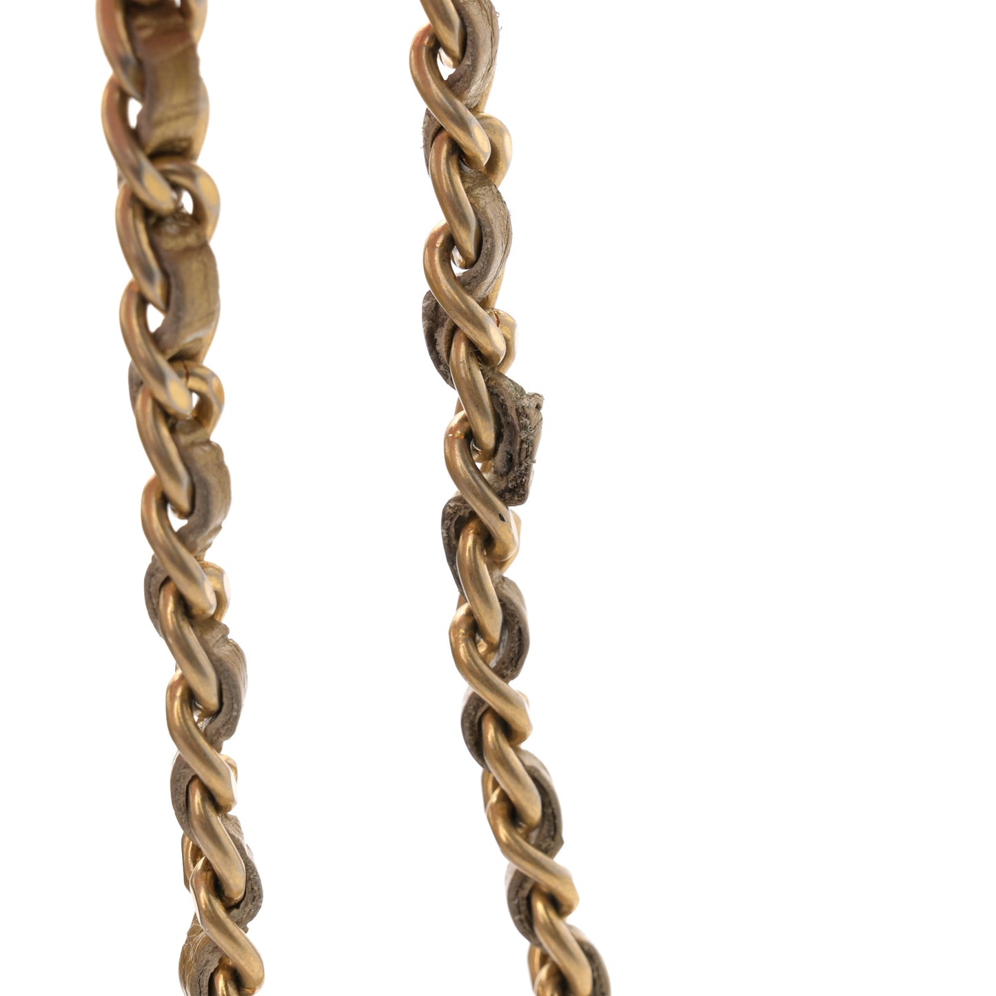 Distressed Calfskin Quilted Boy Wallet On Chain WOC Gold