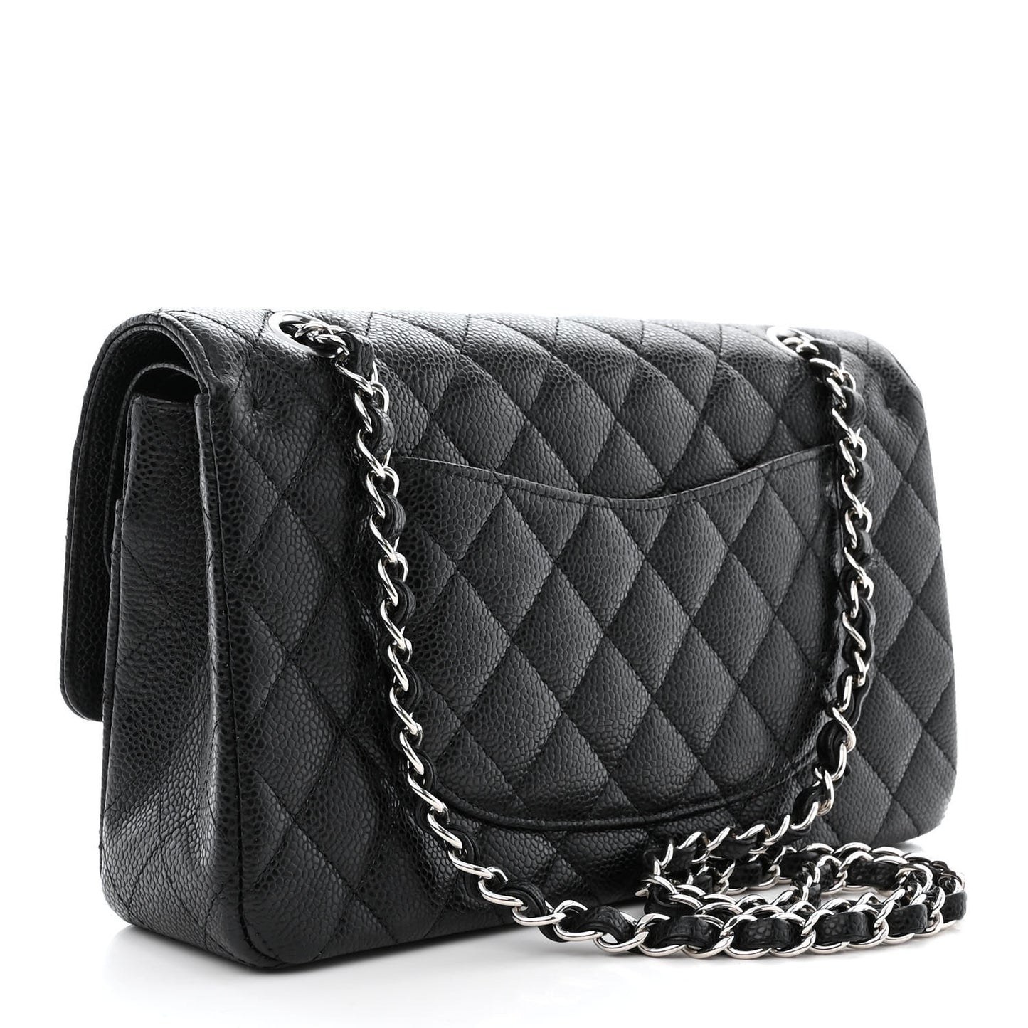 Caviar Quilted Medium Double Flap Black