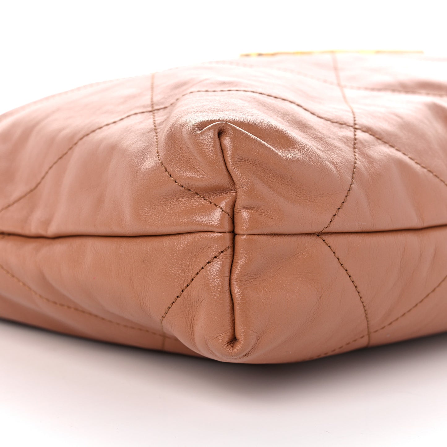 Shiny Calfskin Quilted Small Chanel 22 Camel