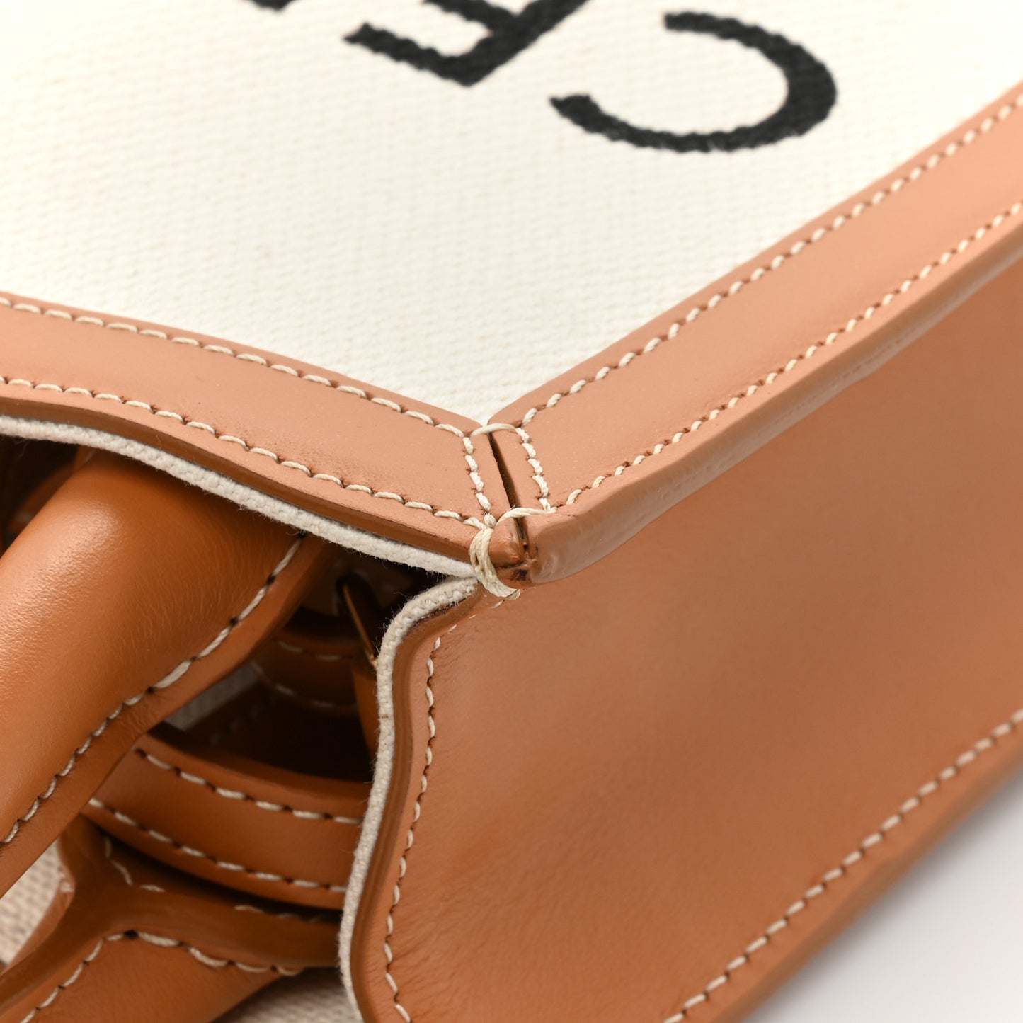 Canvas Calfskin Mini Vertical Cabas Natural Tan