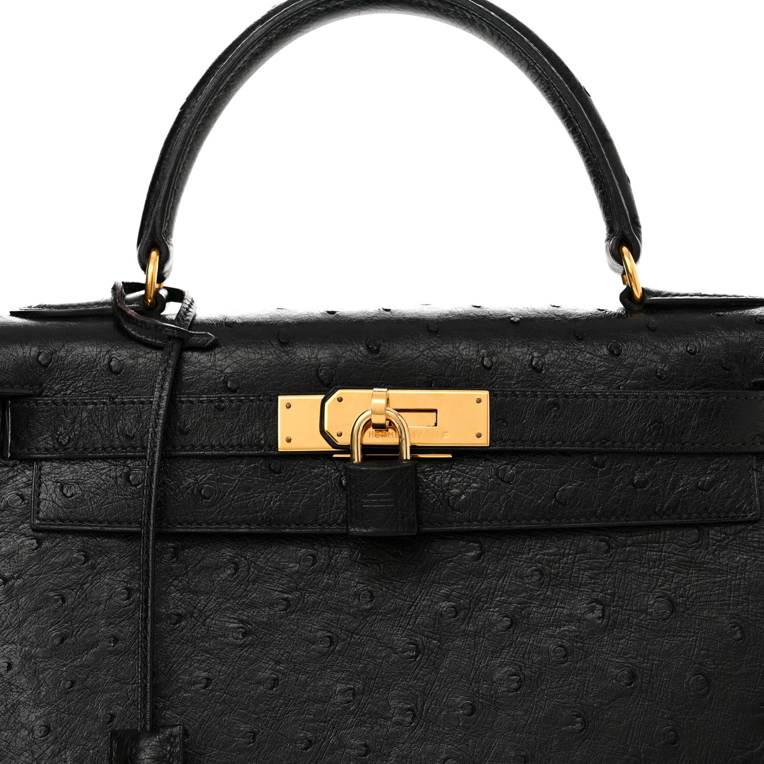 Hermes Ostrich Kelly Sellier 28 Black 8 of 18