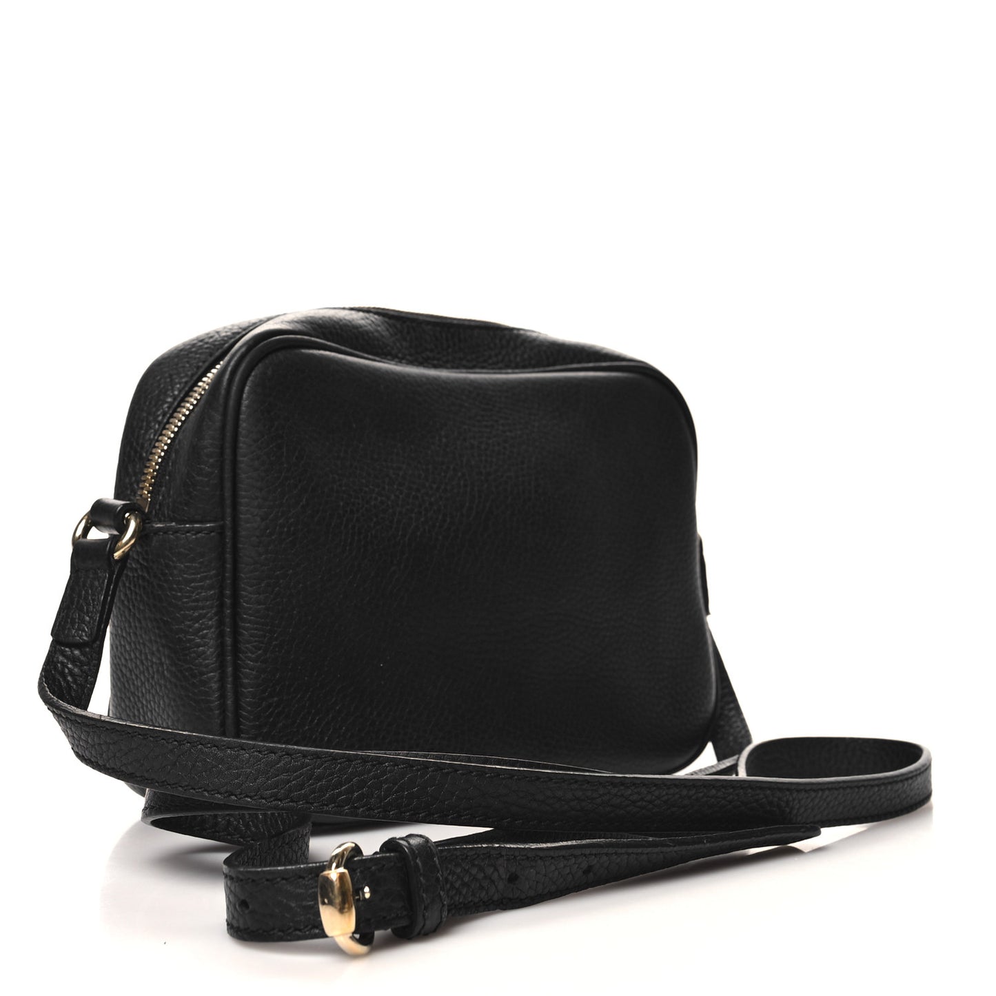 Pebbled Calfskin Small Soho Disco Bag Black