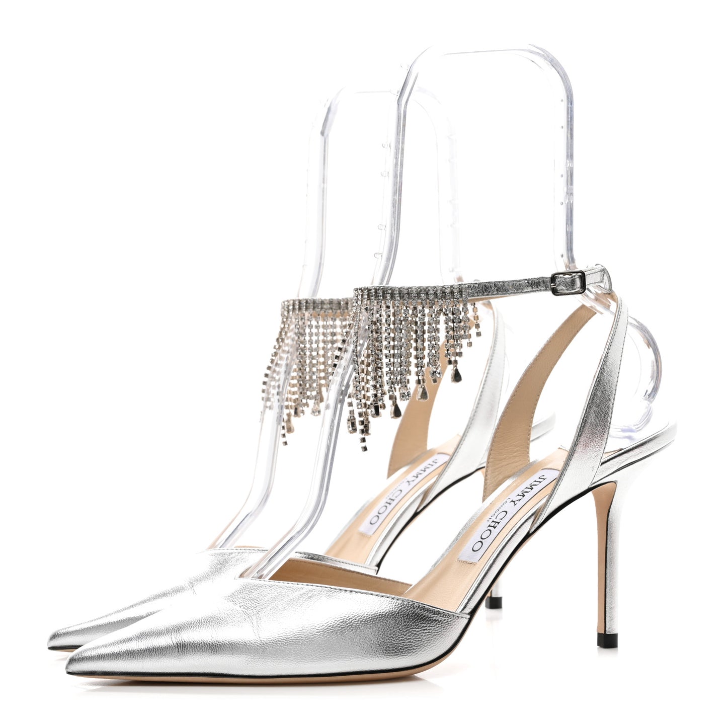Metallic Calfskin Birtie 85 Pumps 40 Silver
