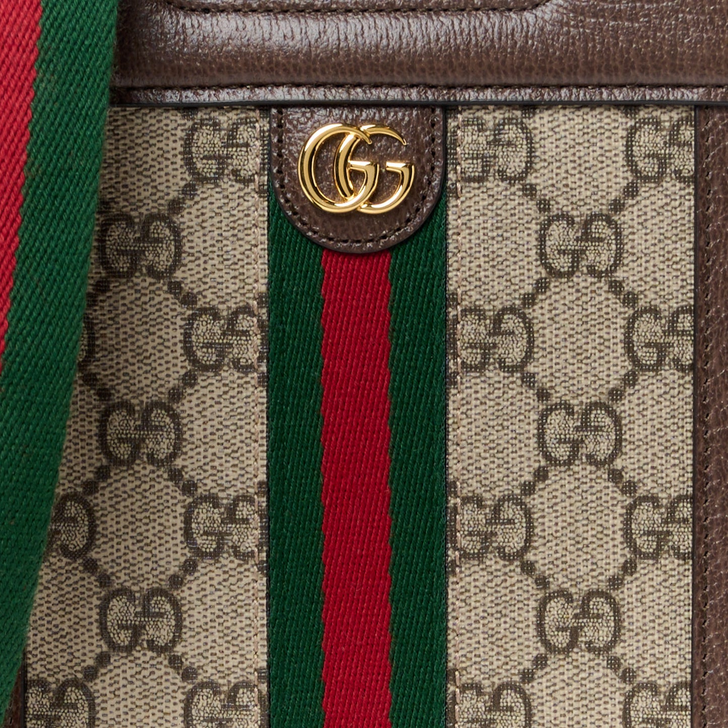 GG Supreme Monogram Textured Dollar Calfskin Web Mini Ophidia Top Slip Handle Crossbody Bag Beige Ebony New Acero