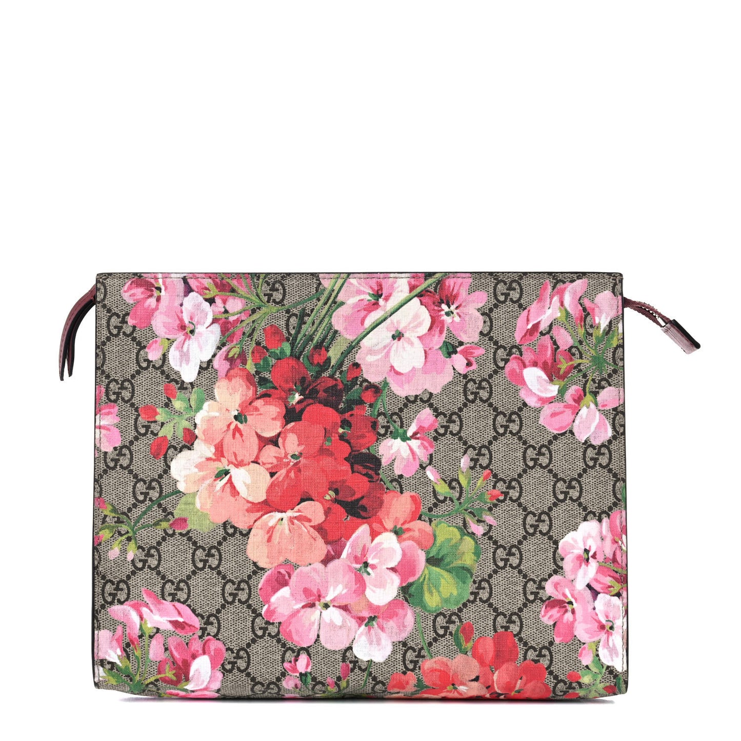 GG Supreme Monogram Blooms Large Cosmetic Case Beige Multicolor Dry Rose