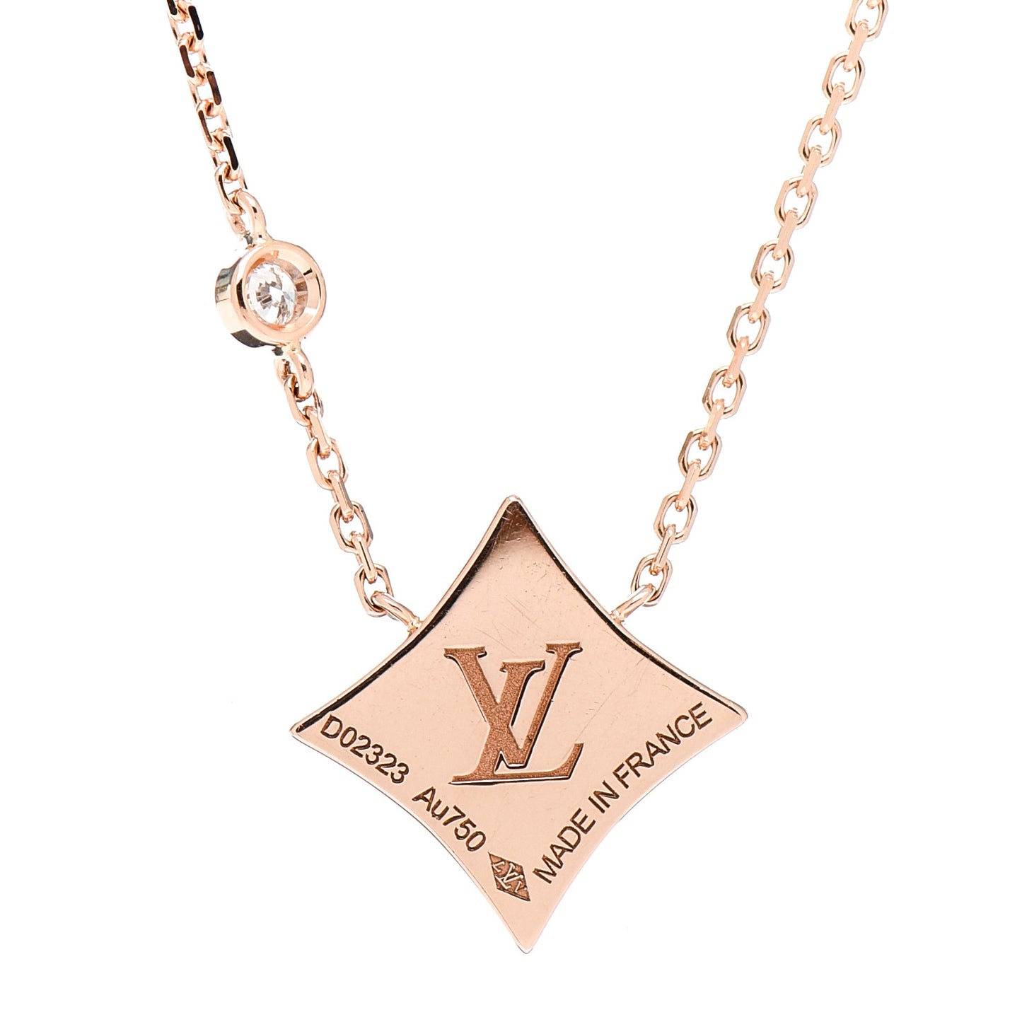 18K Pink Gold Diamond Pink Mother of Pearl Color Blossom BB Star Pendant Necklace