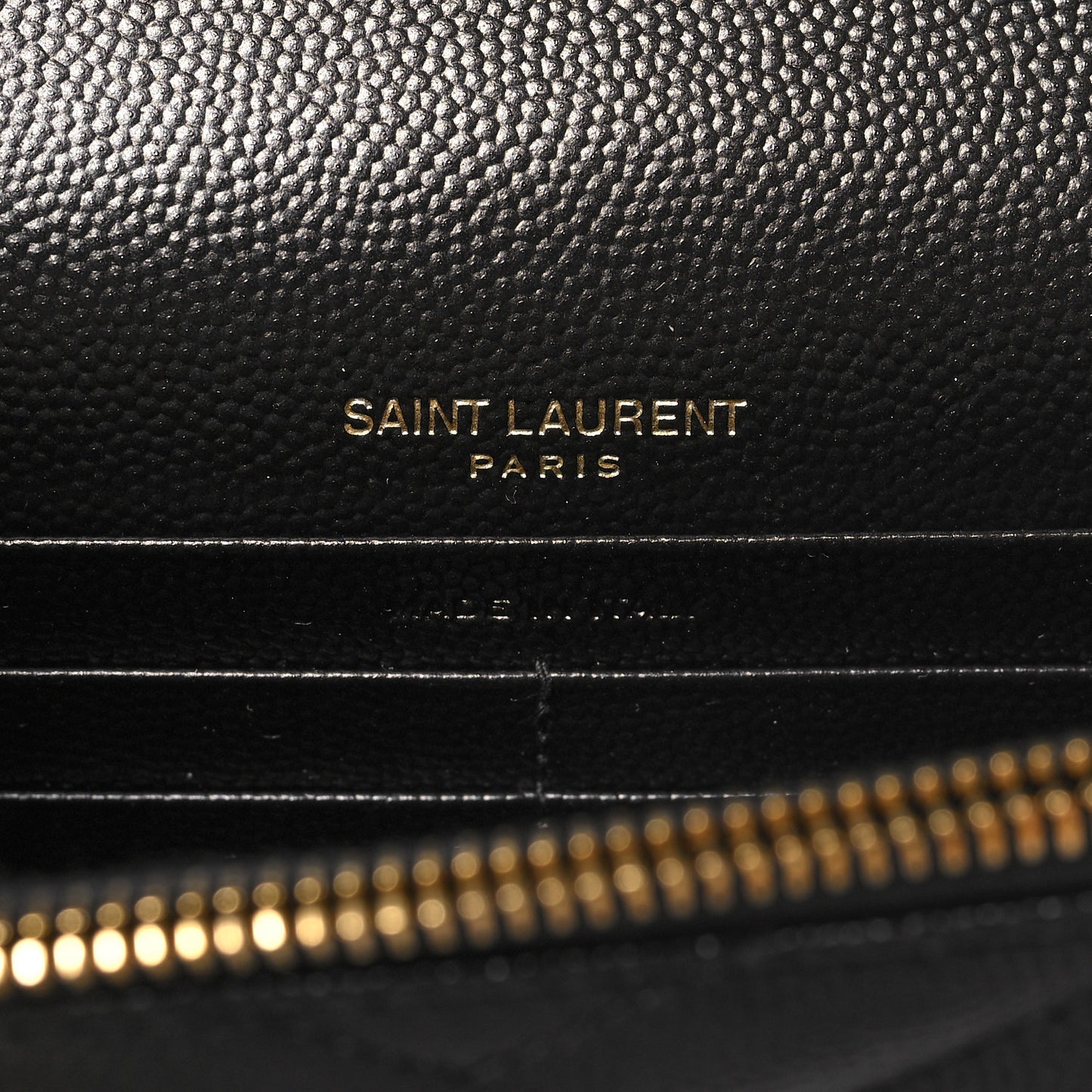 Grain De Poudre Matelasse Chevron Monogram Envelope Chain Wallet Black
